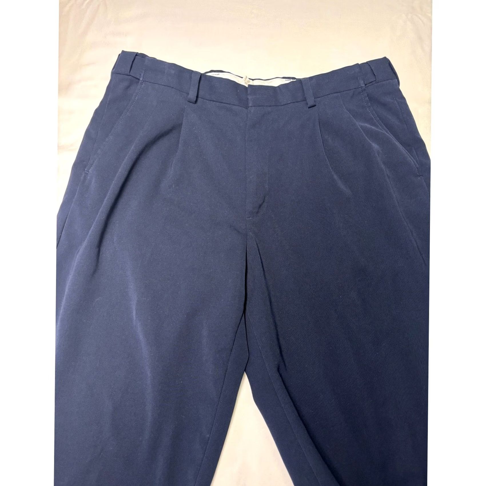 Vintage LL Bean Mens Navy Blue Pleated Pants Polyester Classic Fit Size 36X29 Size US 36 / EU 52 - 2 Thumbnail