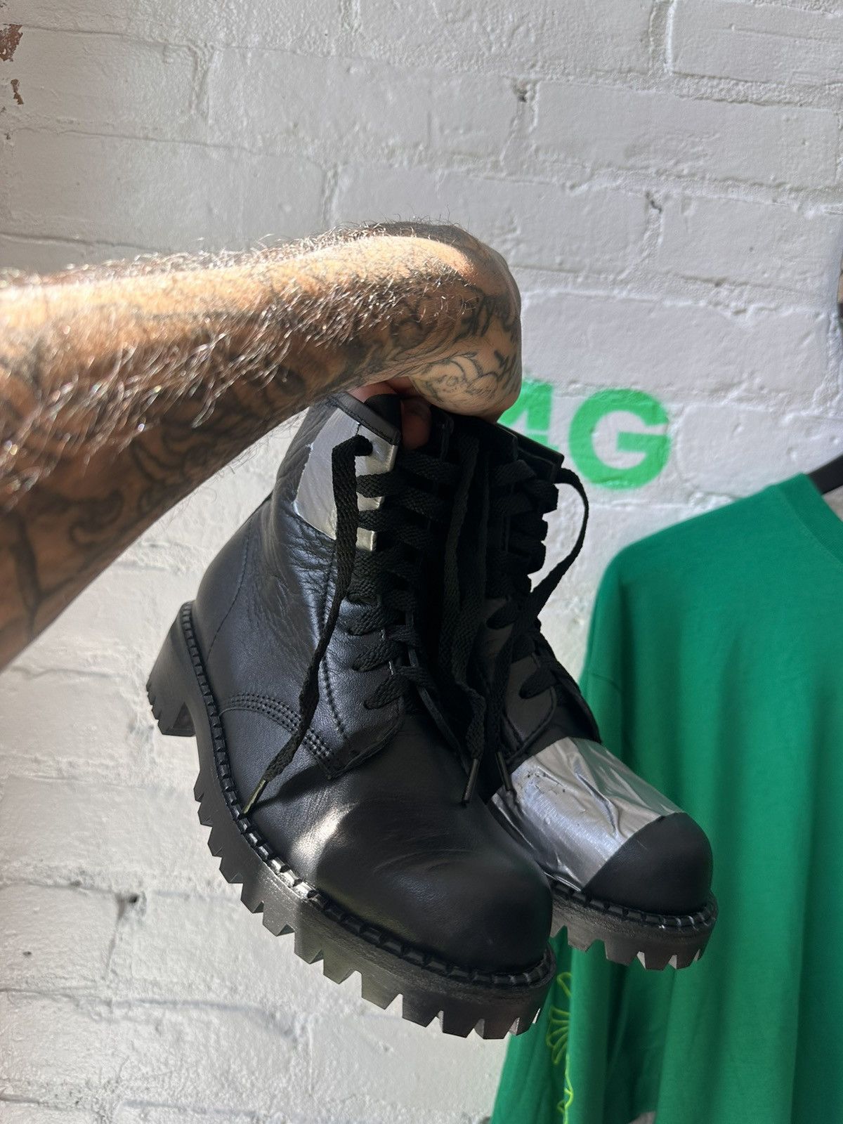Enfants Riches Deprimes ERD 1/1 LEATHER “ TAPE “ BOOTS CRAZY! Size US 5 / EU 37 - 2 Thumbnail