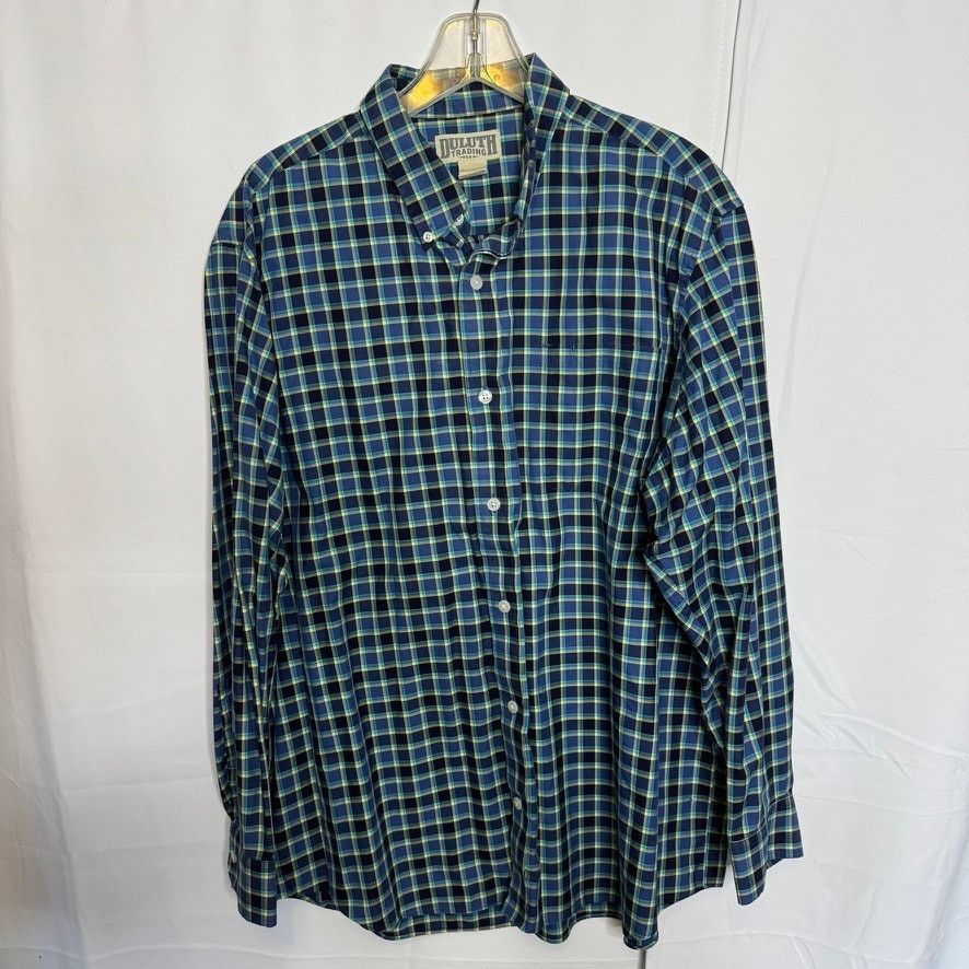 Duluth Trading Company Duluth Trading Co XL Blue Green Plaid Button Down Shirt Size US XL / EU 56 / 4 - 2 Thumbnail