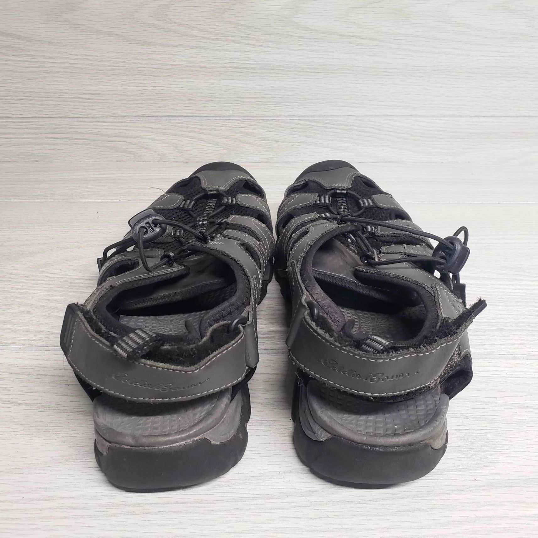 Eddie Bauer VINTAGE Eddie Bauer Sandals River Sandals Men M 11 Black Gray Hook & Loop Ankle Strap Shoes Adult Mens Size ONE SIZE - 4 Thumbnail