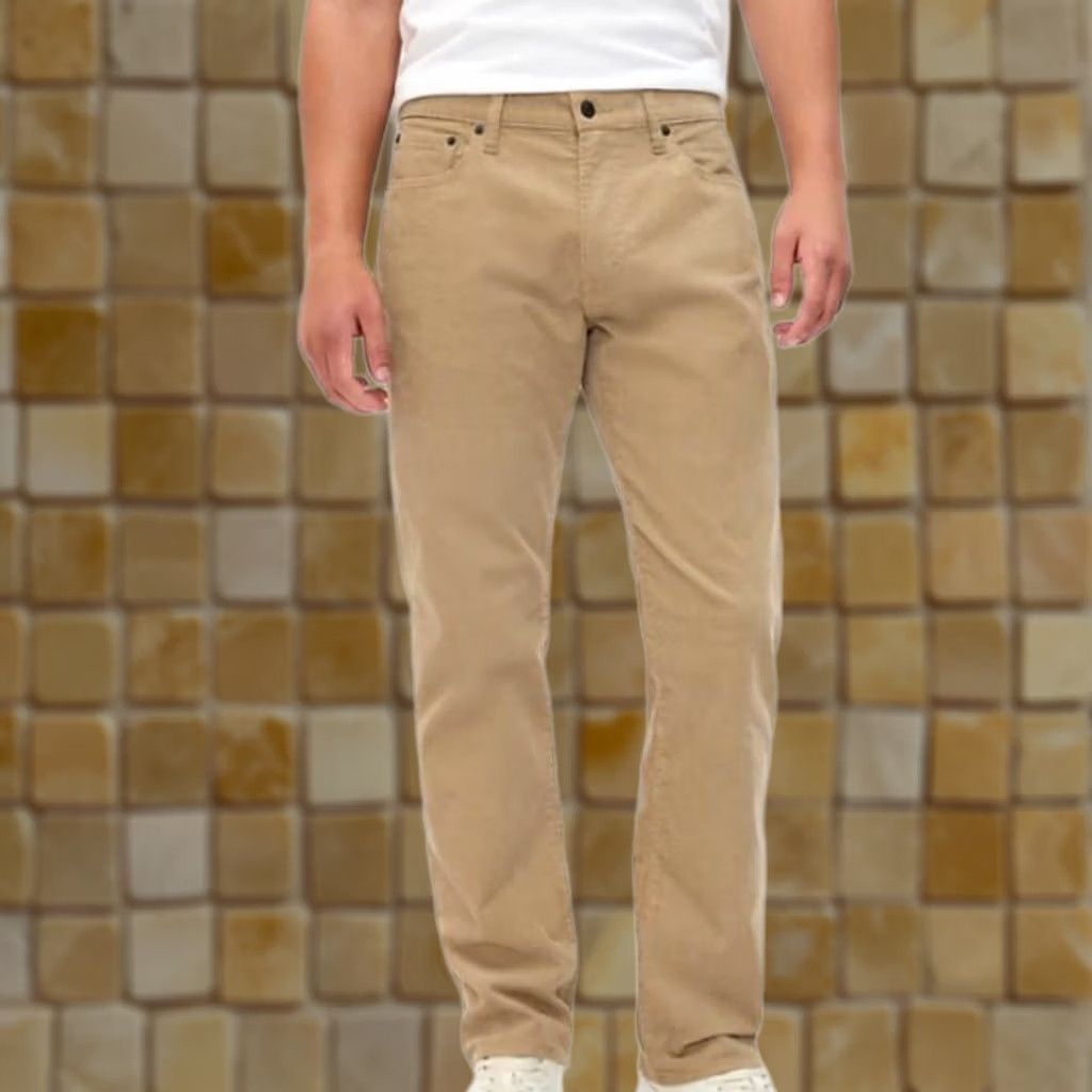 Gap GAP straight corduroy pants TAN 40x30, GAPFLEX mid rise, zip fly, cotton blend, mens, corduroys, classic five-pocket styling Size US 40 / EU 56 - 1 Preview