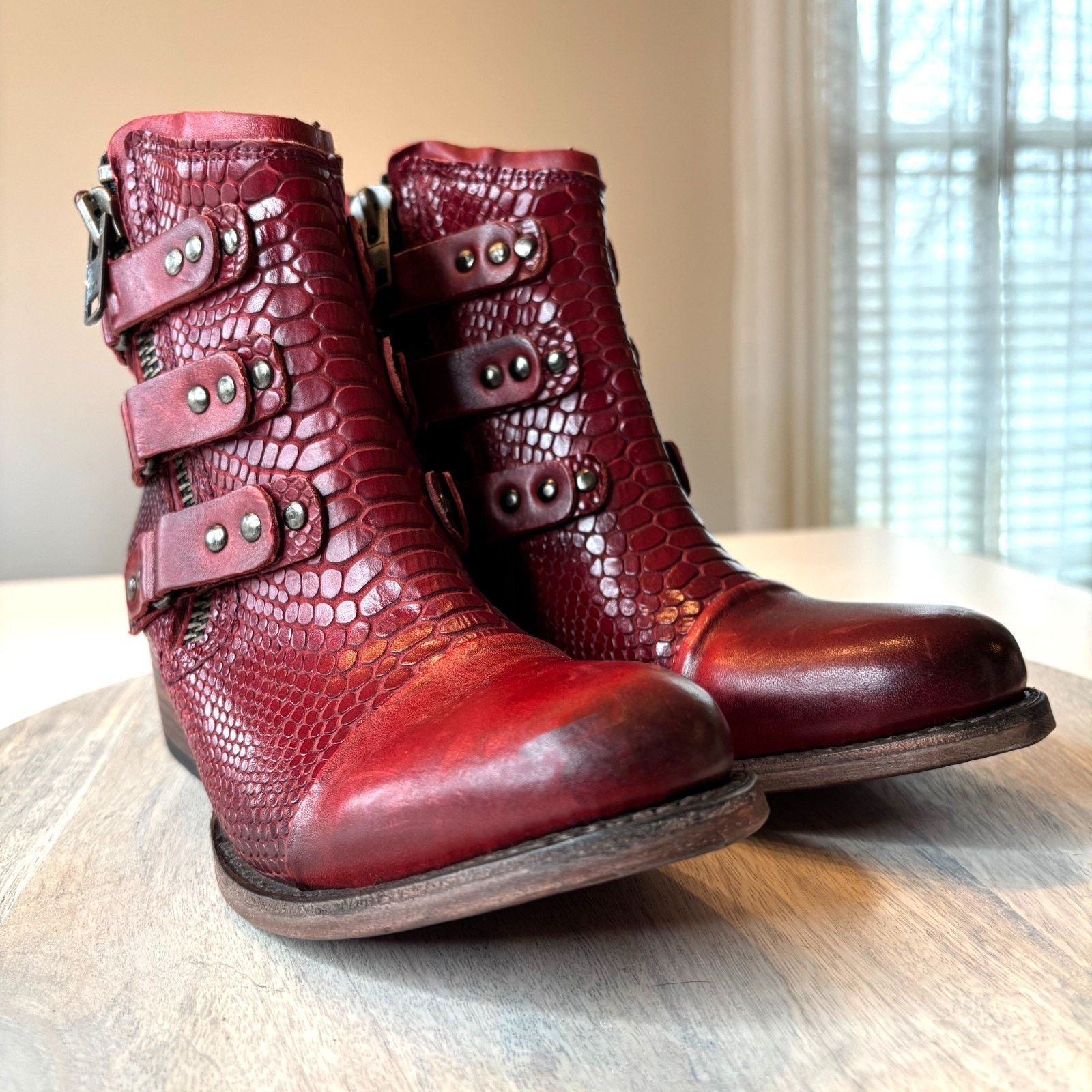FREEBIRD Freebird Grecko Boots Sz 8 Red Croc Snake Leather Boots Size US 8 / IT 38 - 5 Thumbnail
