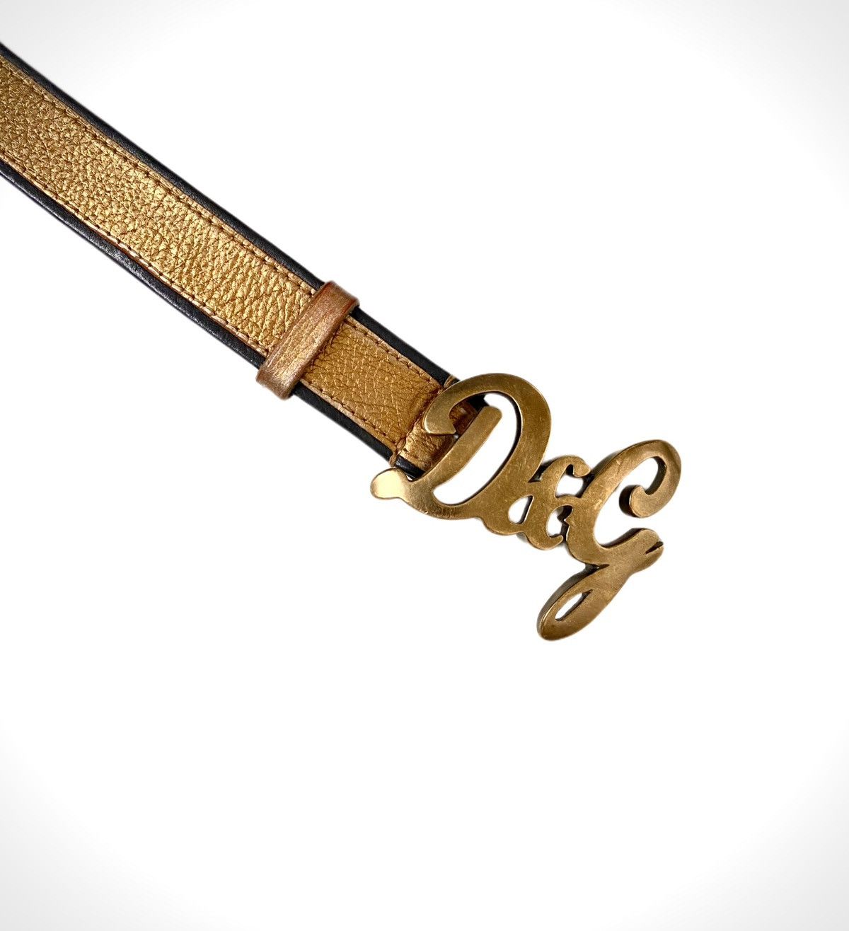 Dolce & Gabbana × Vintage Dolce&Gabbana Gold Leather Belt Logo Buckle Size ONE SIZE - 4 Thumbnail