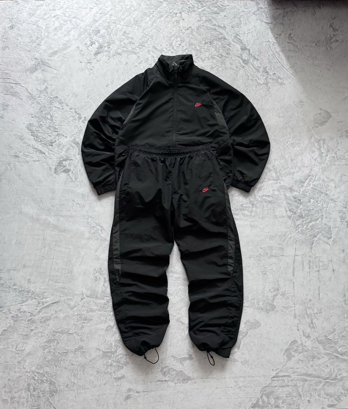 image of 00S Nike Vintage Nylon Airmax Track Suit Jacket + Pants in Black, Men's (Size Large)