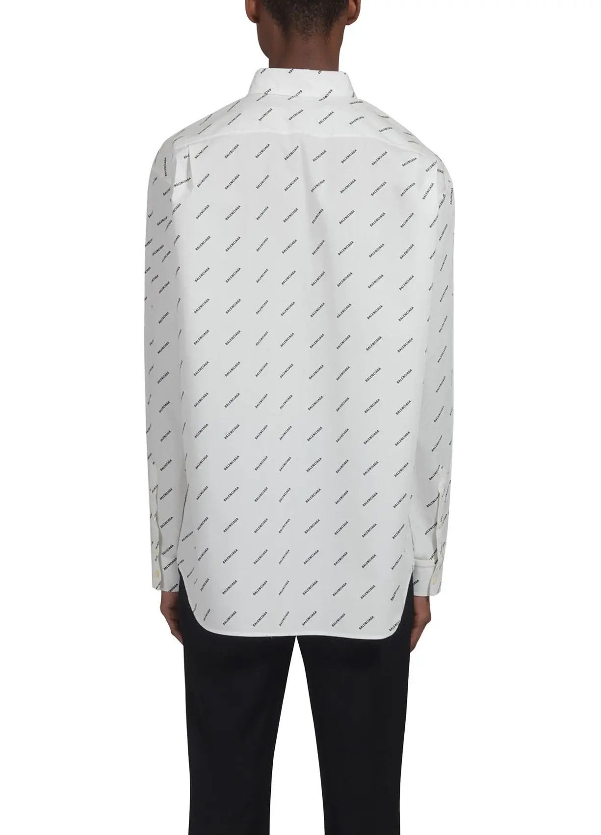 Balenciaga o1mt1gz0924 Allover Logo Normal Fit Shirt in White/Black Size US XXS / EU 40 - 4 Thumbnail