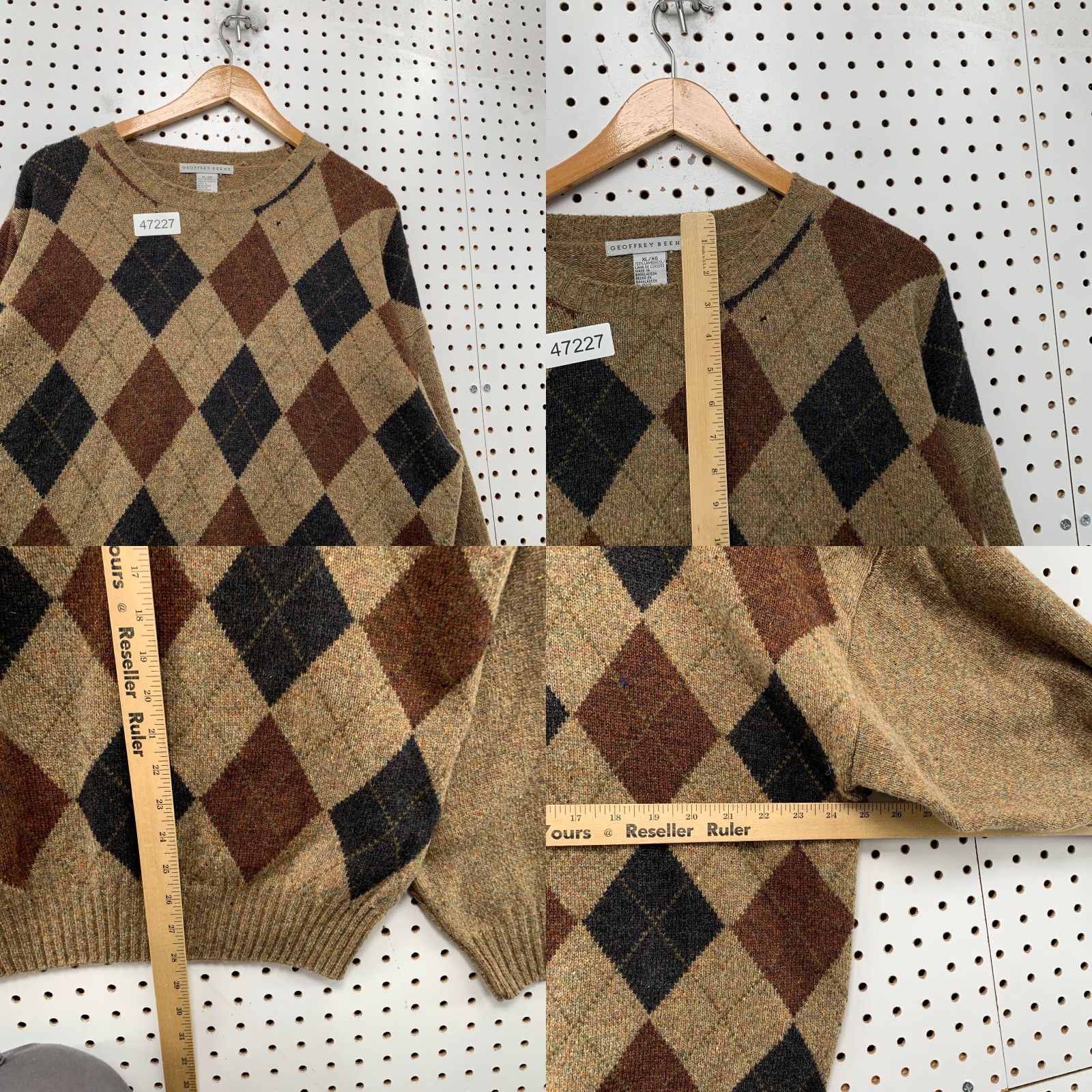 Geoffrey Beene VINTAGE Geoffrey Beene Wool Sweater Mens XL Brown Argyle Lambswool Grandpa Dad Sweater Mens XL Brown Argyle Lambswool Dad Size US XL / EU 56 / 4 - 8 Thumbnail