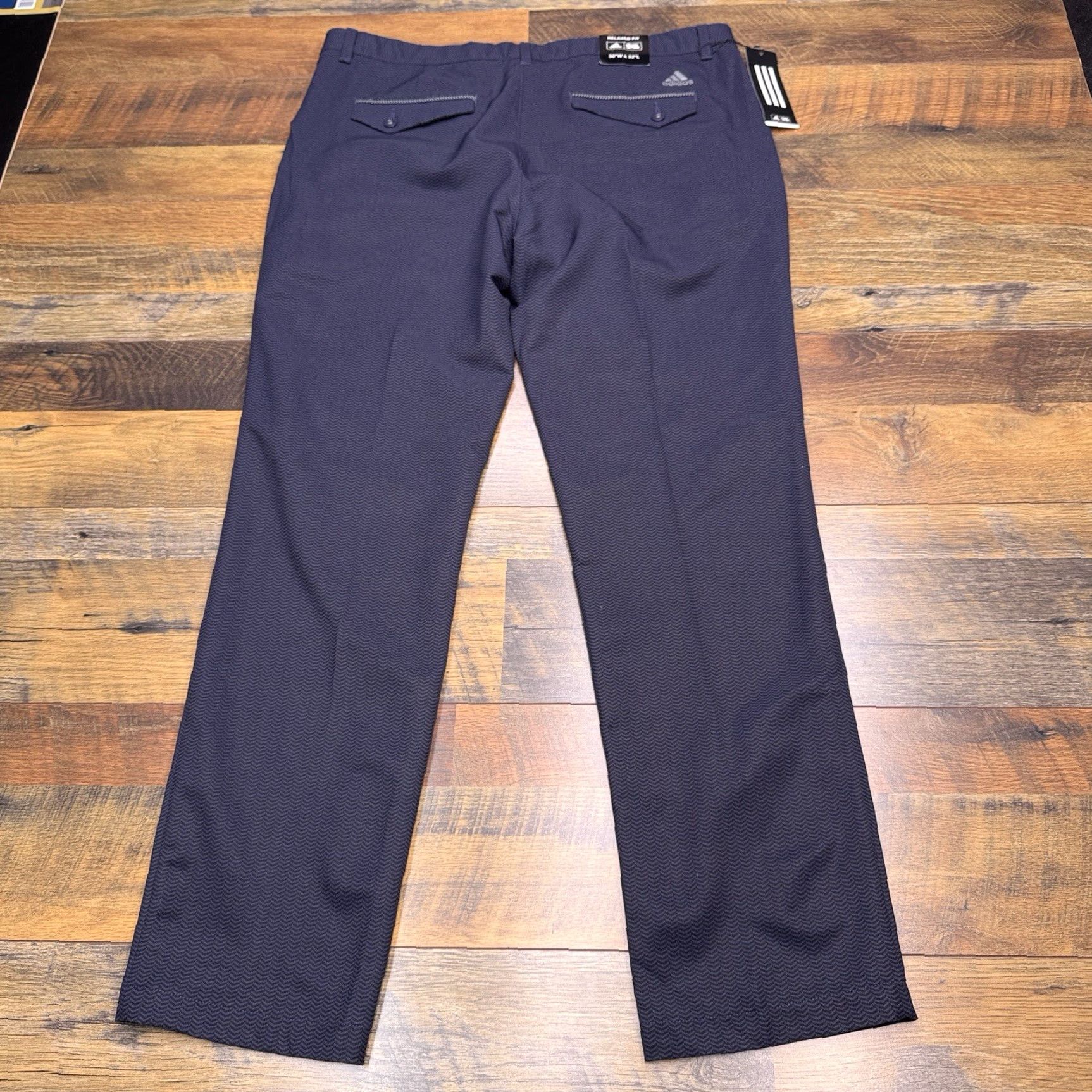Adidas Adidas Pants Mens 36x32 Blue Herringbone Mid Rise Stretch Chino Relaxed Fit Travel Casual Straight NWT Size US 36 / EU 52 - 3 Thumbnail
