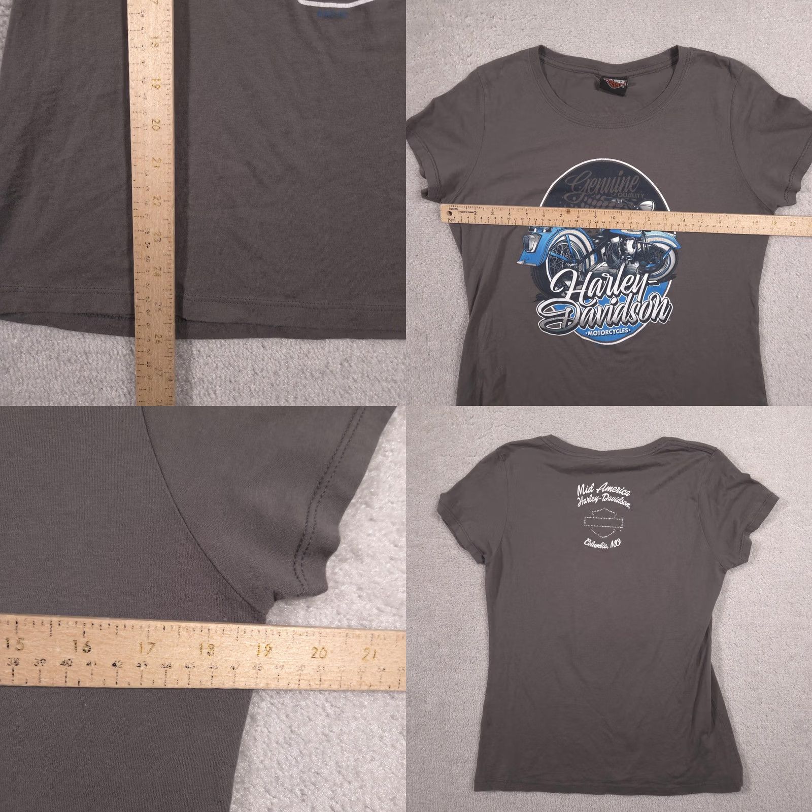 Harley Davidson Harley-Davidson Shirt Womens Medium Gray Graphic Motorcycle Tee Top Crew Neck Short Sleeve Cotton Jersey Rhinestone 2021 Vintage-Style? Size M / US 6-8 / IT 42-44 - 8 Thumbnail