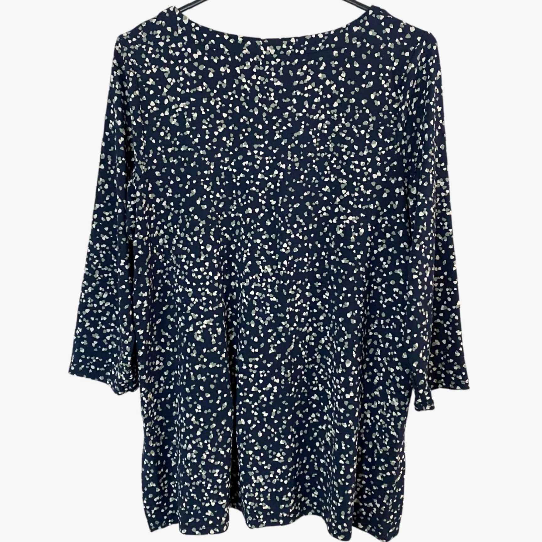 J. Jill VINTAGE J.Jill Wearever Collection Printed Tunic Blouse Navy Blue Women's Medium 3/4 Sleeve Classic Travel Workwear Size M / US 6-8 / IT 42-44 - 4 Thumbnail