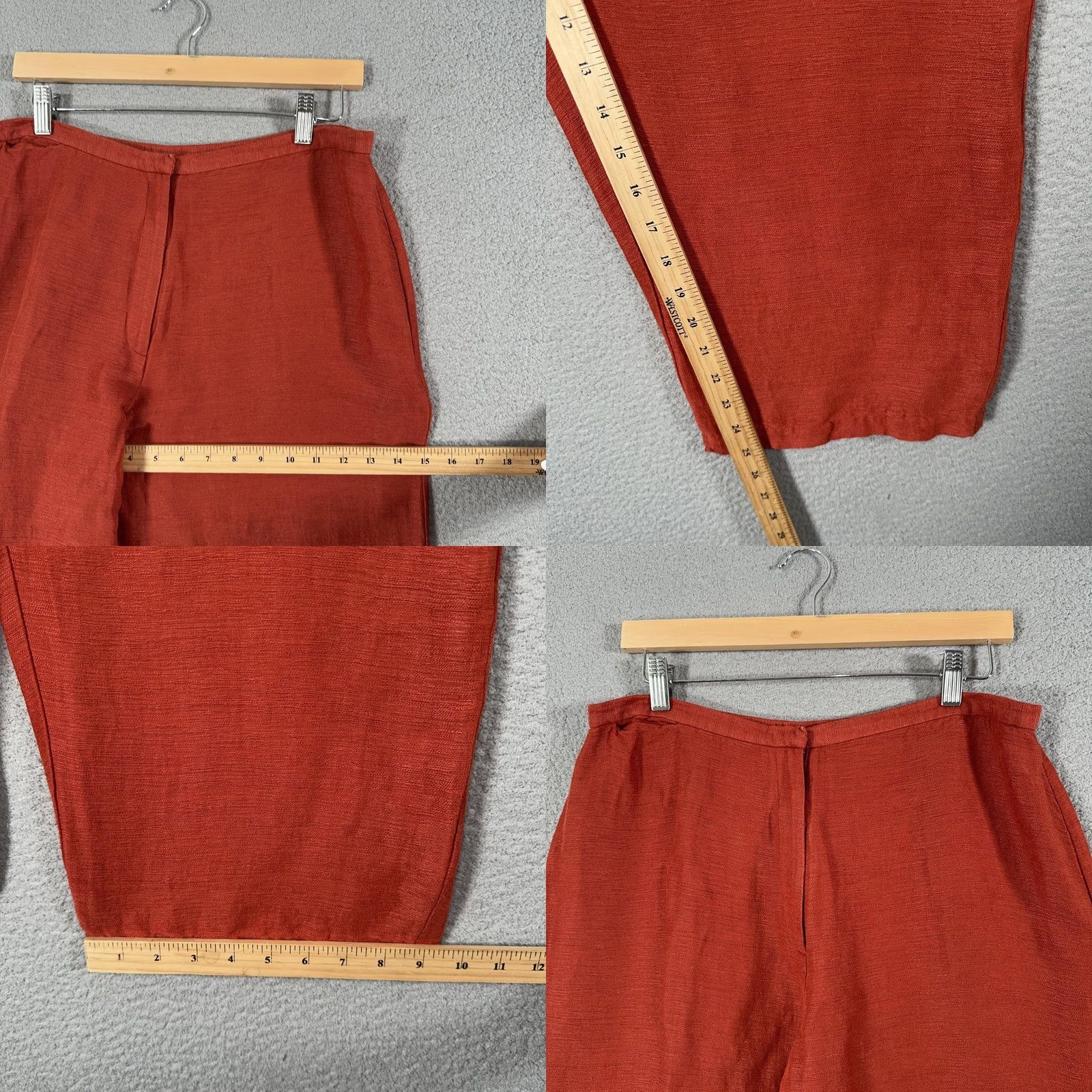 Eileen Fisher Eileen Fisher Pants Women's Large Burnt Orange Linen Blend Cropped Wide Leg Relaxed Pull On Casual Size 36" / US 14 / IT 50 - 8 Thumbnail