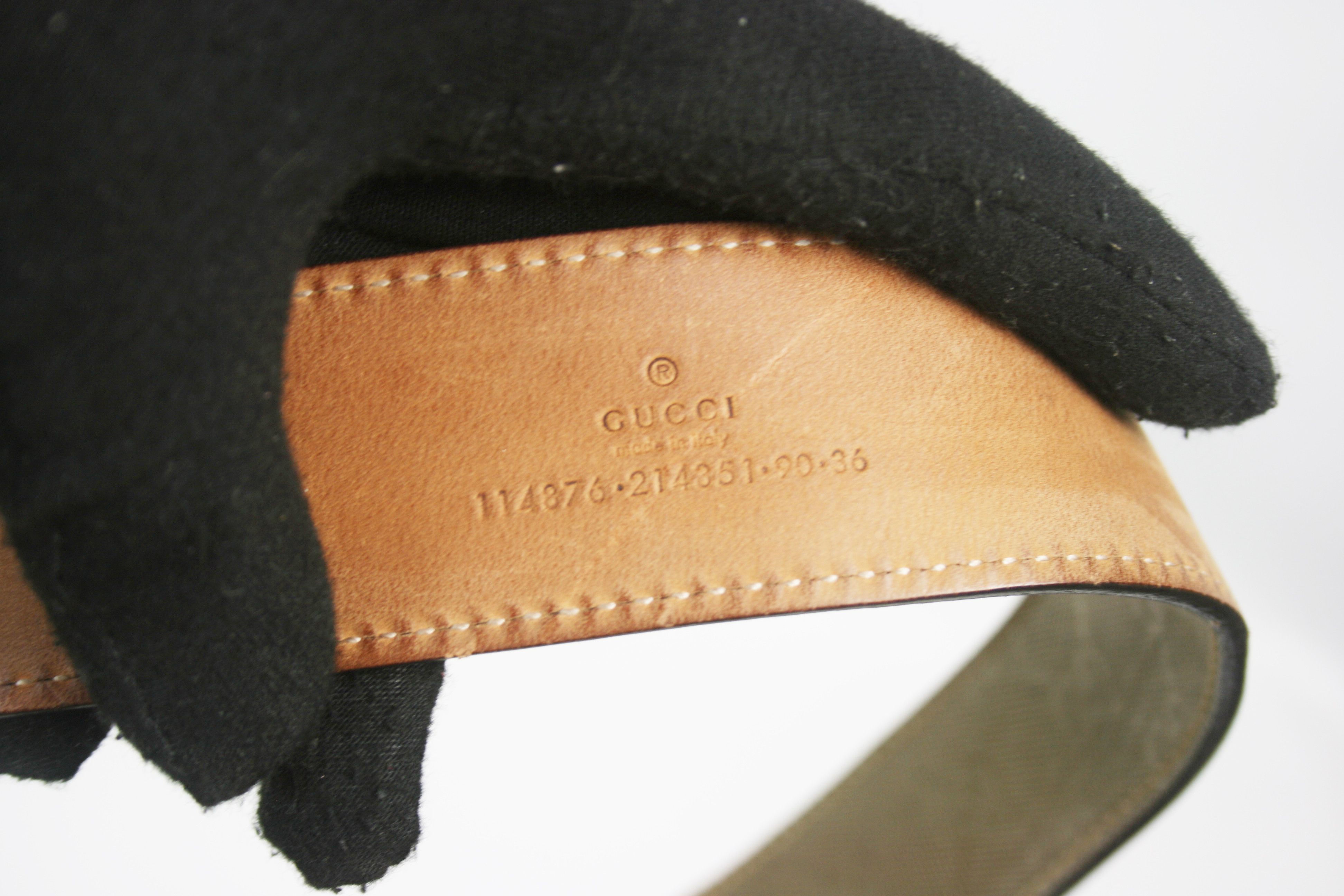 Gucci Gold Imprime Monogram Leather Interlocking Belt Size 36 - 14 Thumbnail