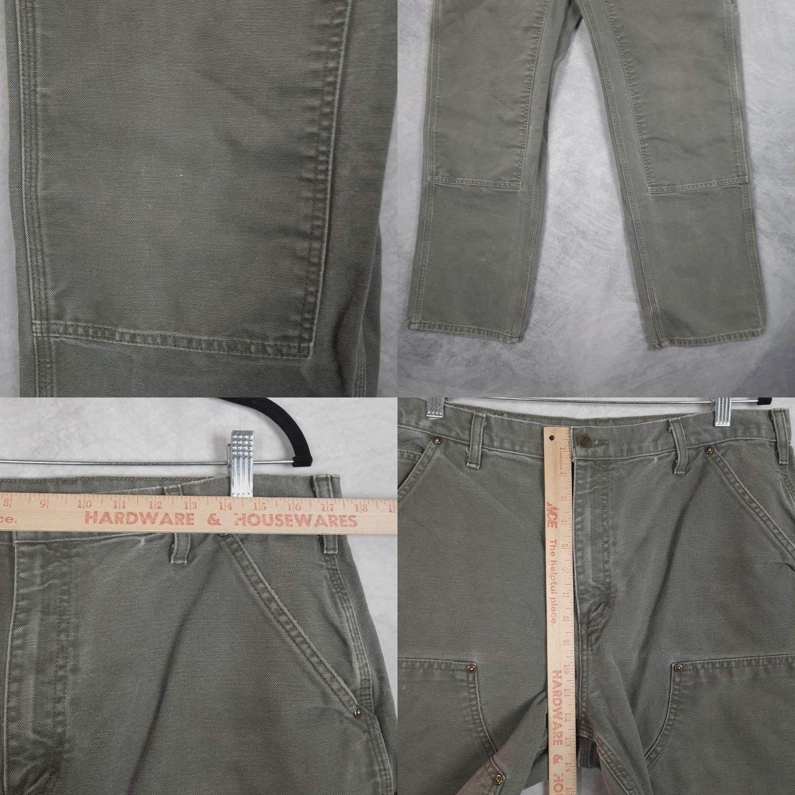 Carhartt VINTAGE Carhartt Pants Mens 35 Green Canvas Original Dungaree Fit Workwear Carpenter Straight Leg Pockets Size US 35 - 8 Thumbnail