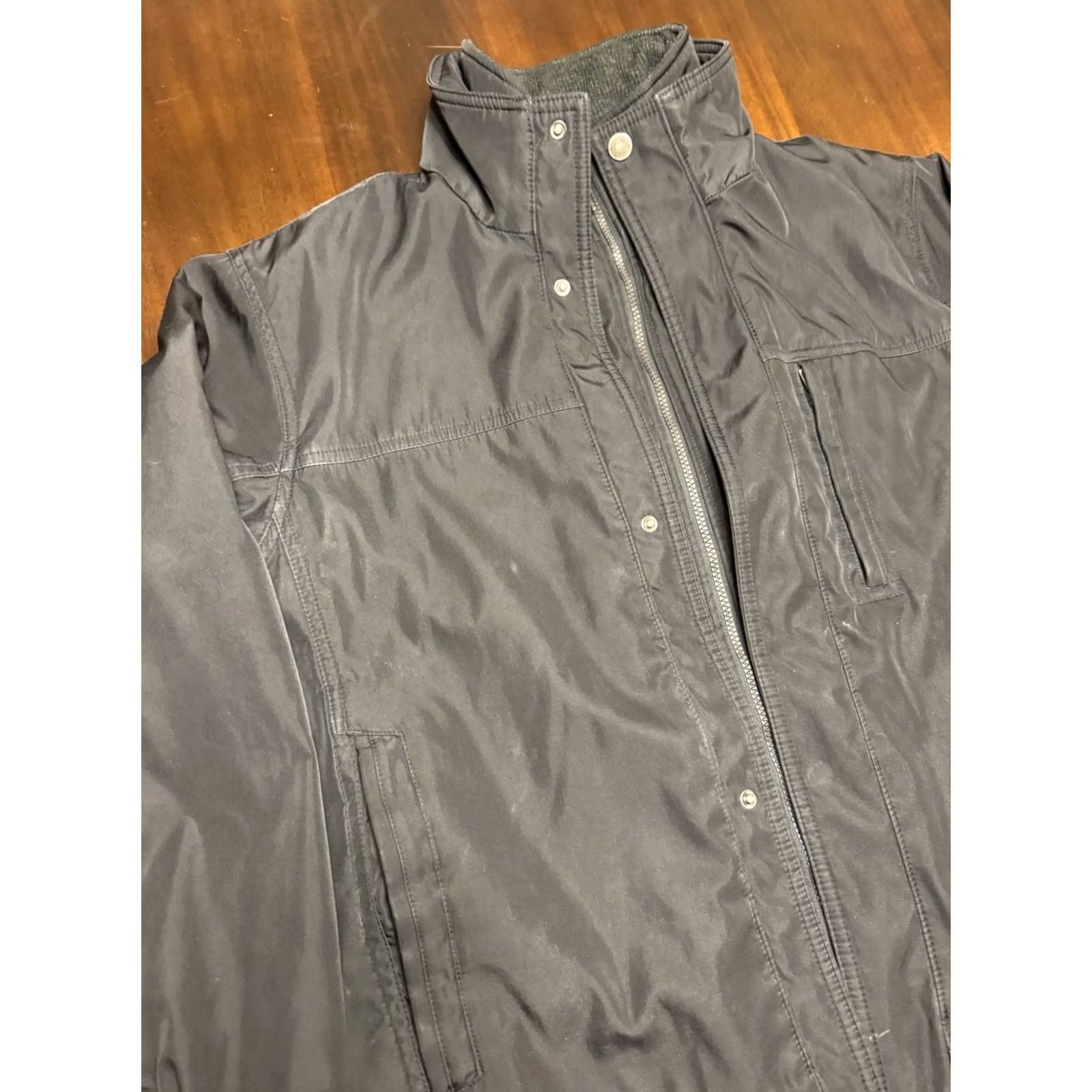 London Fog London Fog Coat Bomber Jacket Men Black L Full Zip Quilted Pockets Polyester Size US L / EU 52-54 / 3 - 3 Thumbnail