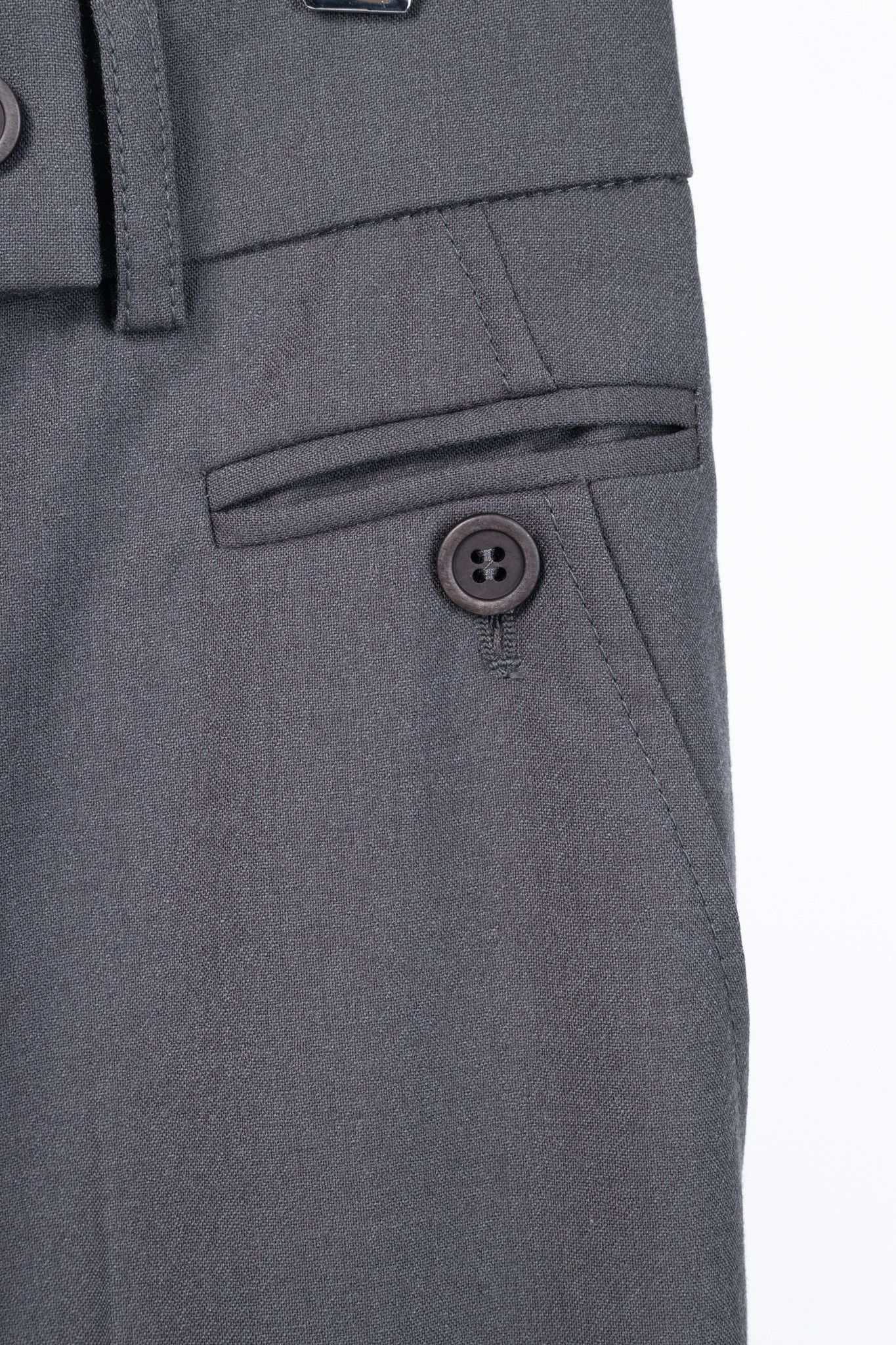 Brunello Cucinelli Brunello Cucinelli Grey Wool Double-Button-Fly Trousers Size 28" / US 6 / IT 42 - 5 Thumbnail