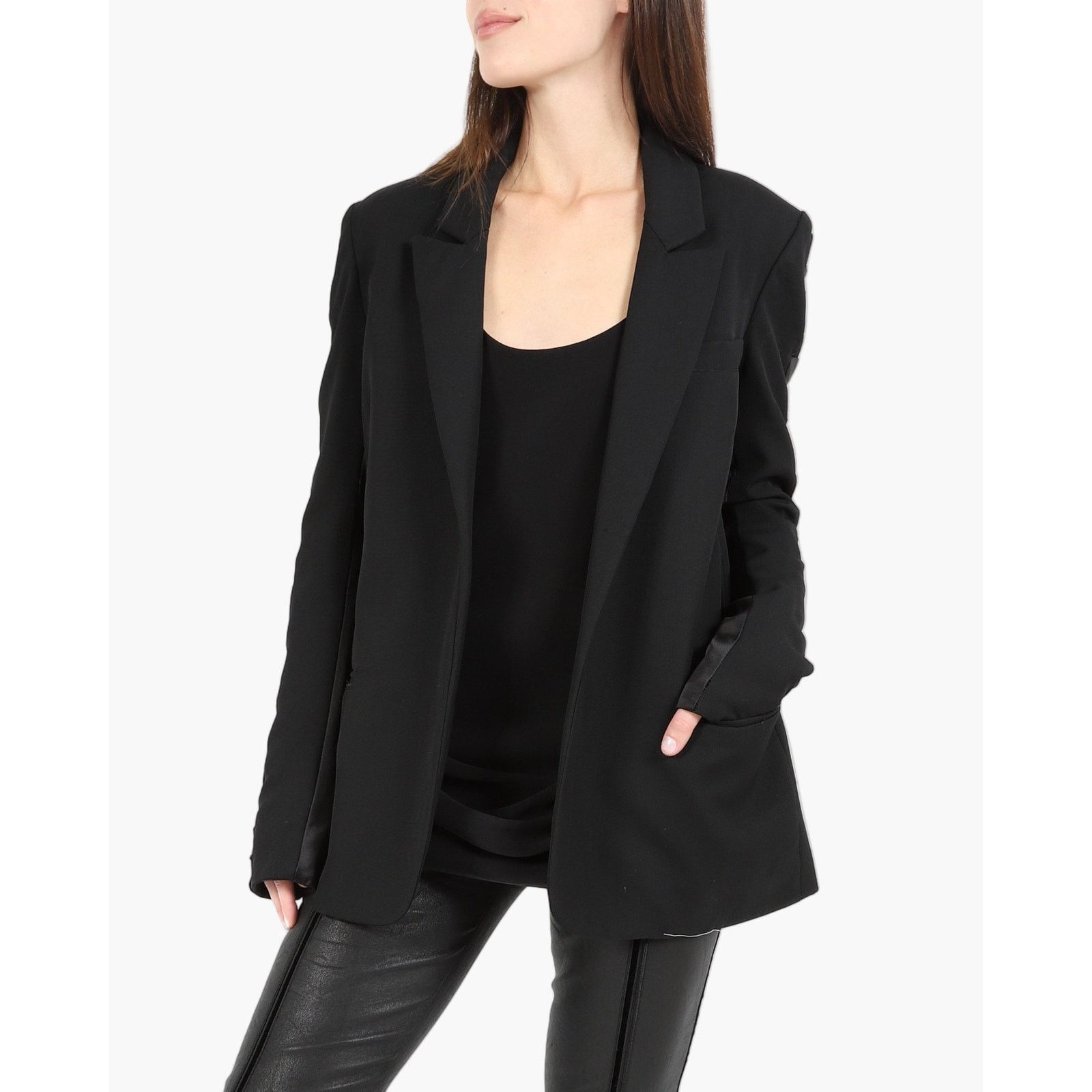 Haider Ackermann FW20 Silk Insert Sleeve Blazer in Black Wool Size XS / US 0-2 / IT 36-38 - 1 Thumbnail