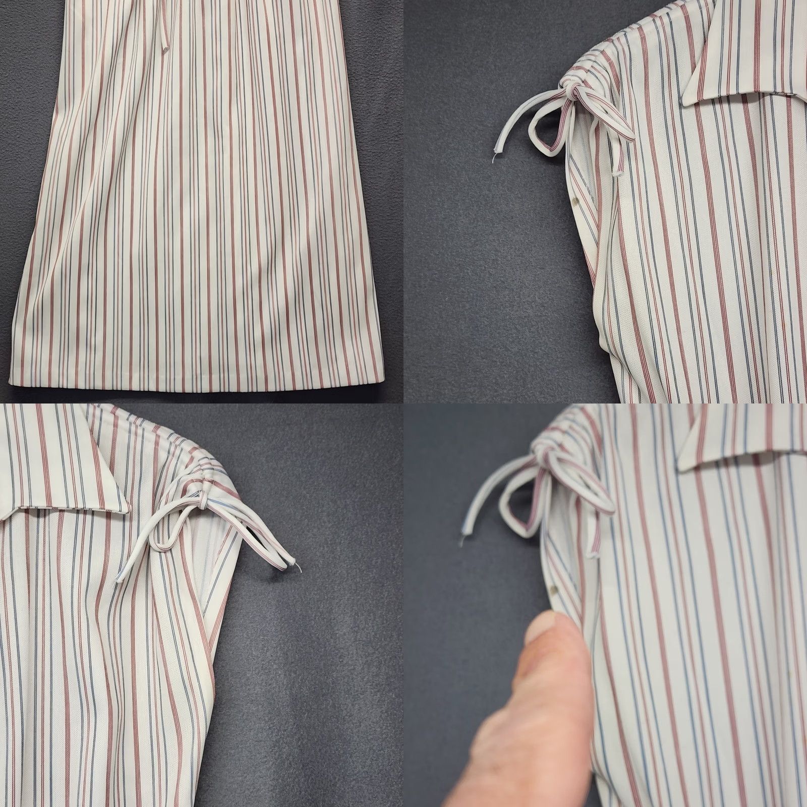 Vintage VINTAGE Womens A-Line Dress Sleeveless Striped Cinch Waist Midi White XS Women Size XS / US 0-2 / IT 36-38 - 8 Thumbnail