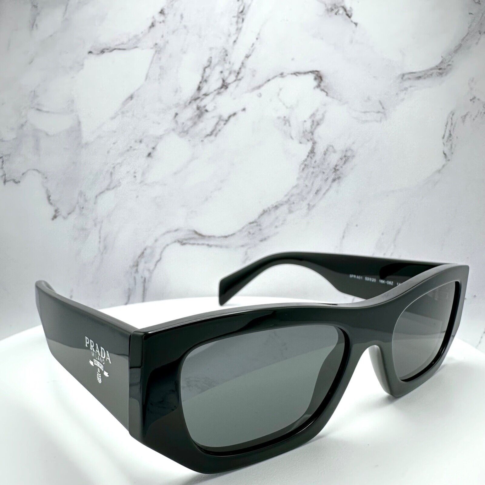 Prada PRADA Sunglasses Black Square PRADA MILANO Silver Logo Size ONE SIZE - 14 Thumbnail