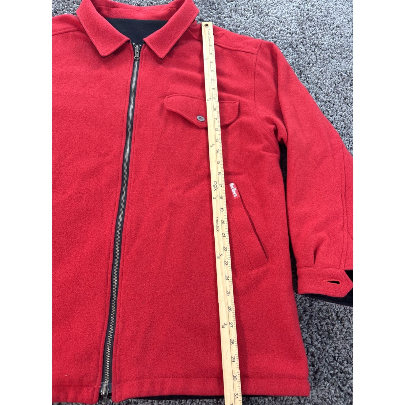Marlboro VINTAGE Marlboro Jacket Overcoat Reversible Wool Blend 2XL Men Black Red Zip Wool Blend Softshell Solid Size US XXL / EU 58 / 5 - 2 Thumbnail