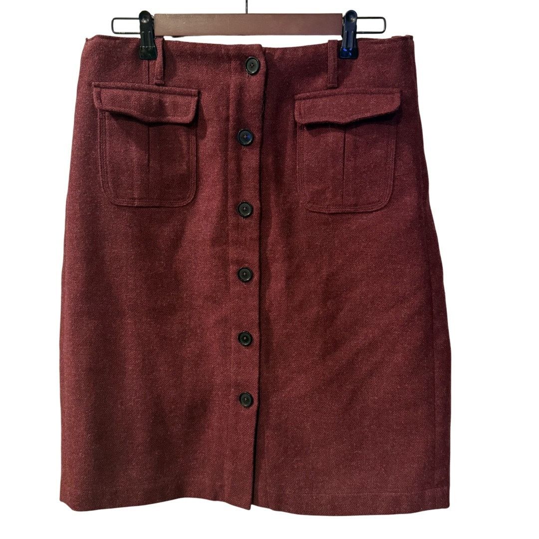 Burberry Burberry London Women’s Burgundy Wool Skirt Size 12 Size 34" / US 12 / IT 48 - 1 Thumbnail