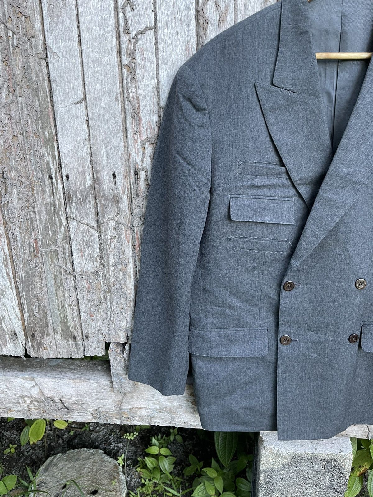 Jean Paul Gaultier Jean Paul Gaultier Homme Charcoal Wool DoubleBreasted Blazer Size 50S - 4 Thumbnail