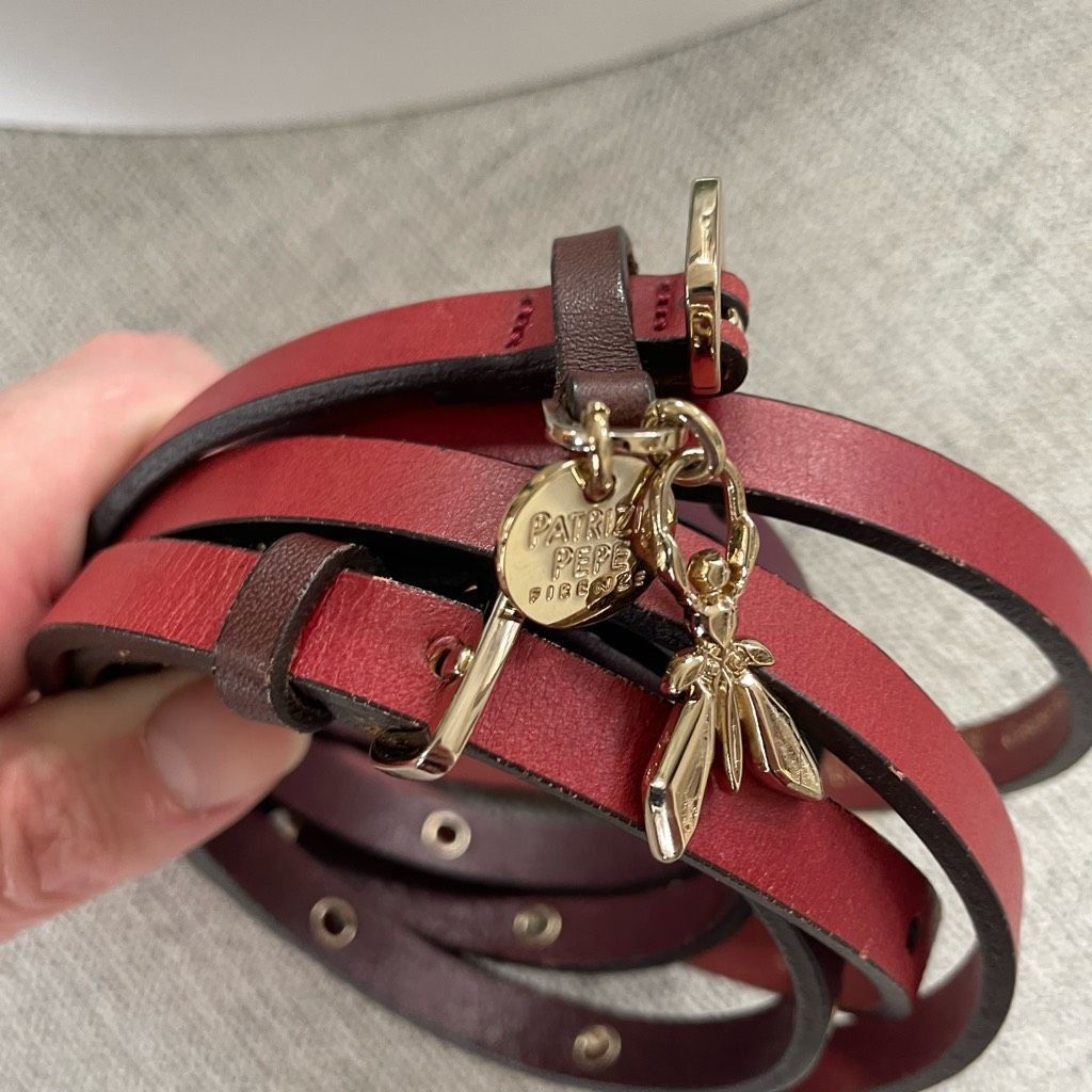 Patrizia Pepe Patrizia Pepe Italian Leather Belt Gold Fly Charm Red Burgun Size ONE SIZE - 2 Thumbnail