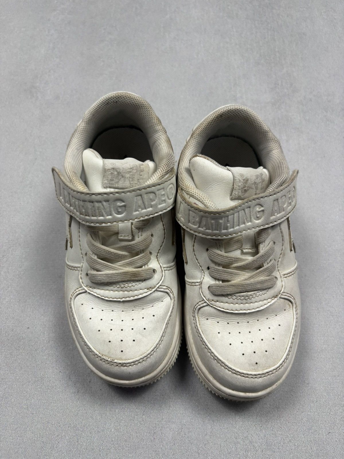 Bape A Bathing Ape Bapesta M2 Low Kids Velcro Triple White US 11K Size US 5 / EU 37 - 2 Thumbnail