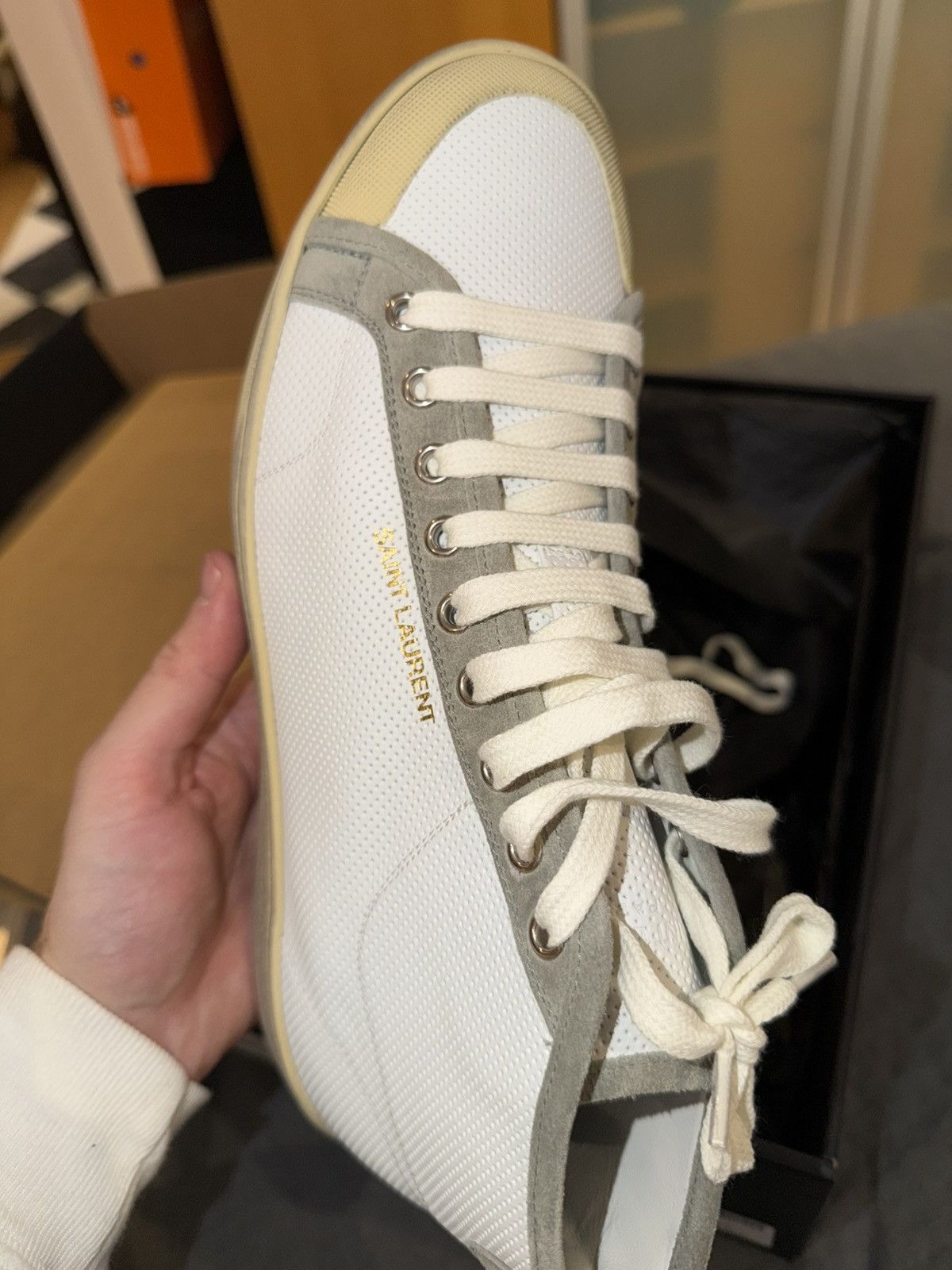 Saint Laurent Paris 🔥 Saint Laurent Paris SL39 Mid Top Size 42 – Blanc Optique 🔥 Size US 9 / EU 42 - 7 Thumbnail