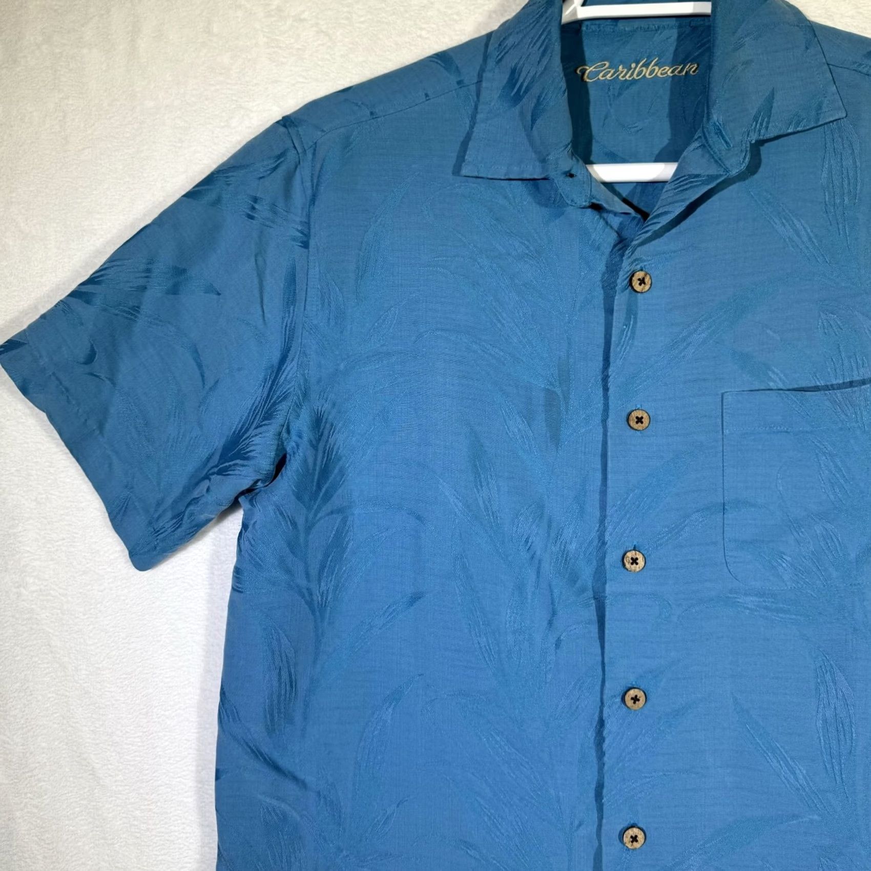 Altea Caribbean Button-Up Hawaiian Shirt Mens M Teal Blue Floral 100% Polyester Lightweight Easy Care Pockets Spring Summer Modern Tropical Size US M / EU 48-50 / 2 - 4 Thumbnail