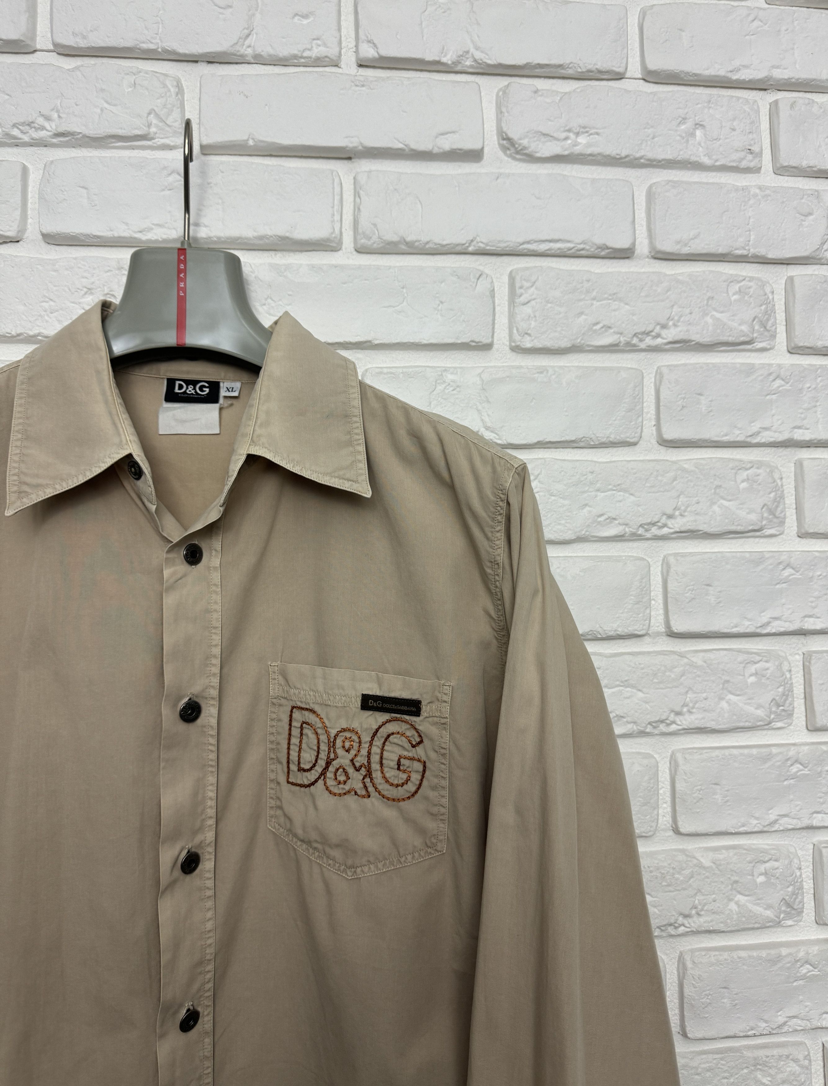 Dolce & Gabbana Men's D&G Dolce&Gabbana Big Logo Shirt Button Front Beige Size US M / EU 48-50 / 2 - 2 Thumbnail