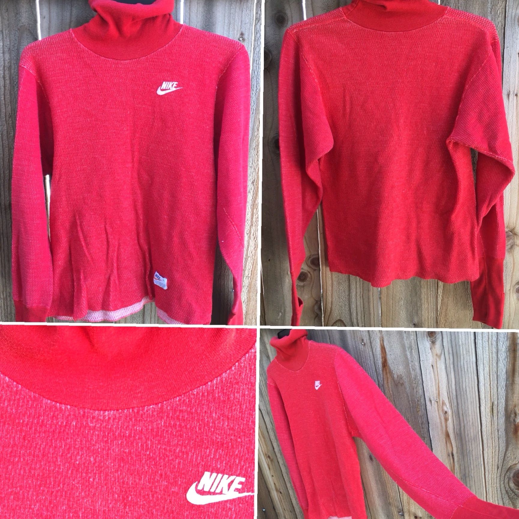 Nike VINTAGE Nike Thermal Turtleneck Shirt Long Sleeve L 80s Red Sportswear/Beach Nike Shirt Mens Size US L / EU 52-54 / 3 - 2 Thumbnail