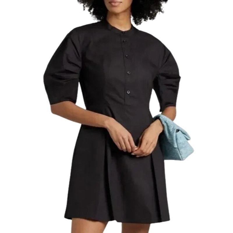 Frame Frame Mini Dress Mock Collar Button Pleated Black S NWOT Size S / US 4 / IT 40 - 1 Thumbnail