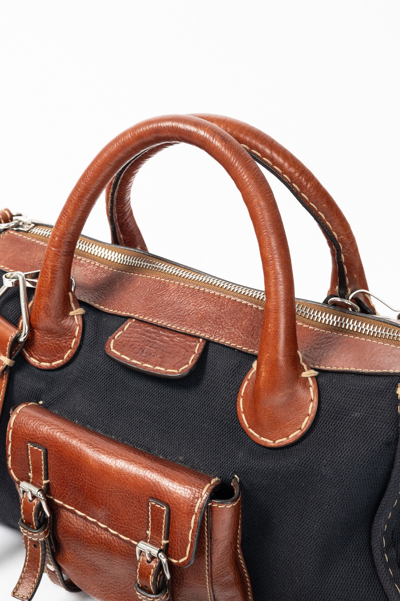 Chloe Chloe Edith Navy Canvas & Leather Trim Tote Size ONE SIZE - 7 Thumbnail