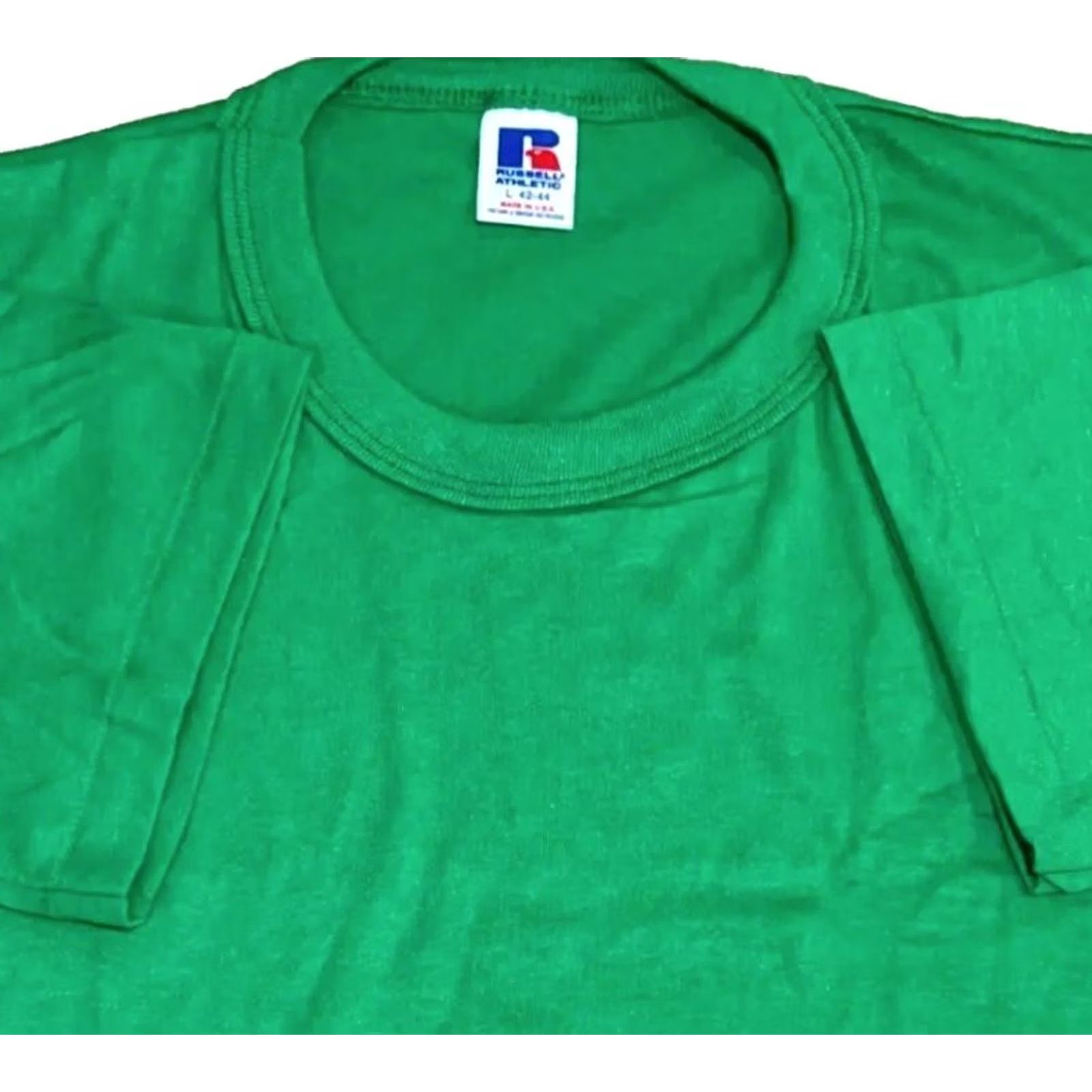 Russell Athletic VINTAGE Russell Athletic T-Shirt Men L Green 80s 90s Crew Neck Short Sleeve Cotton Polyester Blank Size US L / EU 52-54 / 3 - 2 Thumbnail
