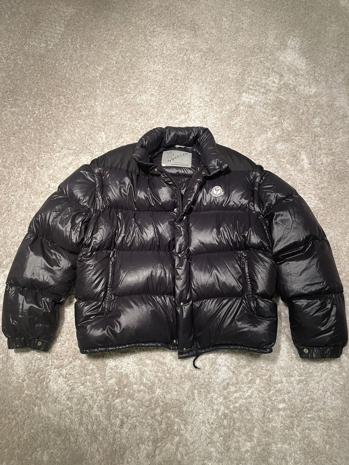 image of Moncler x Moncler Grenoble Black Puffer Jacket / Vest 2 In 1 Size 7, Men's