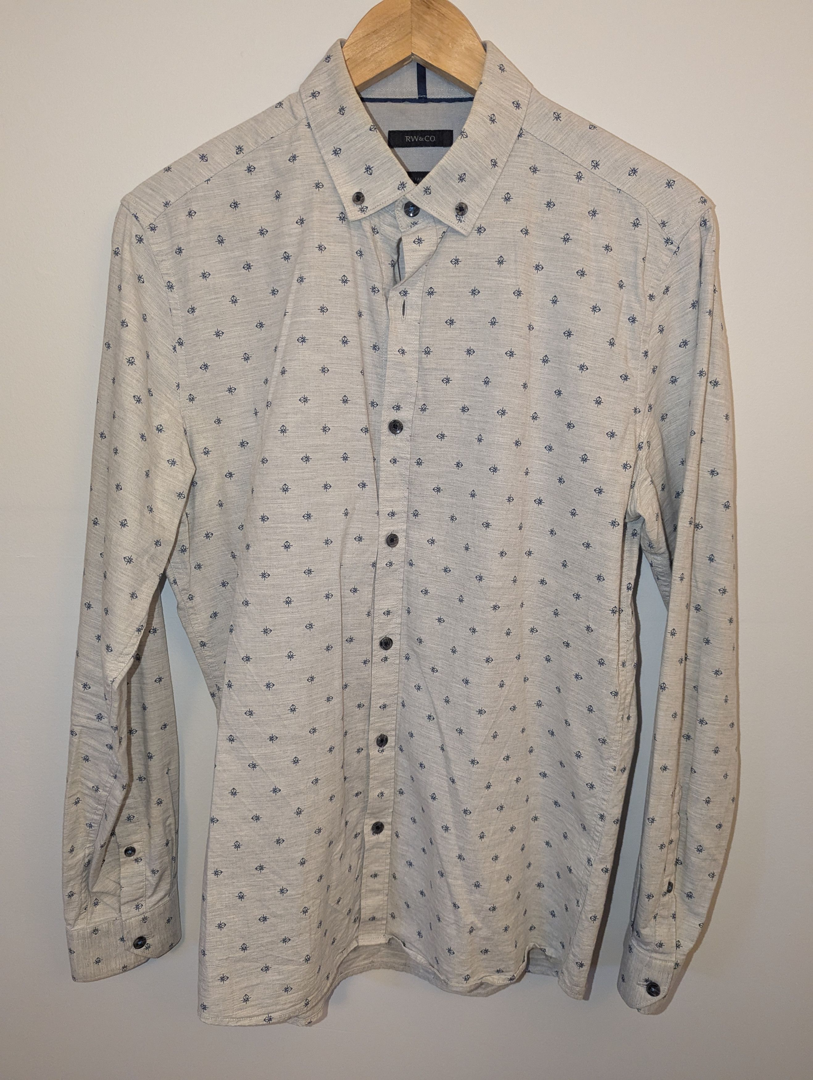 RW&CO. Men's RW & Co. Grey Pattern Button-Up Size US M / EU 48-50 / 2 - 1 Thumbnail