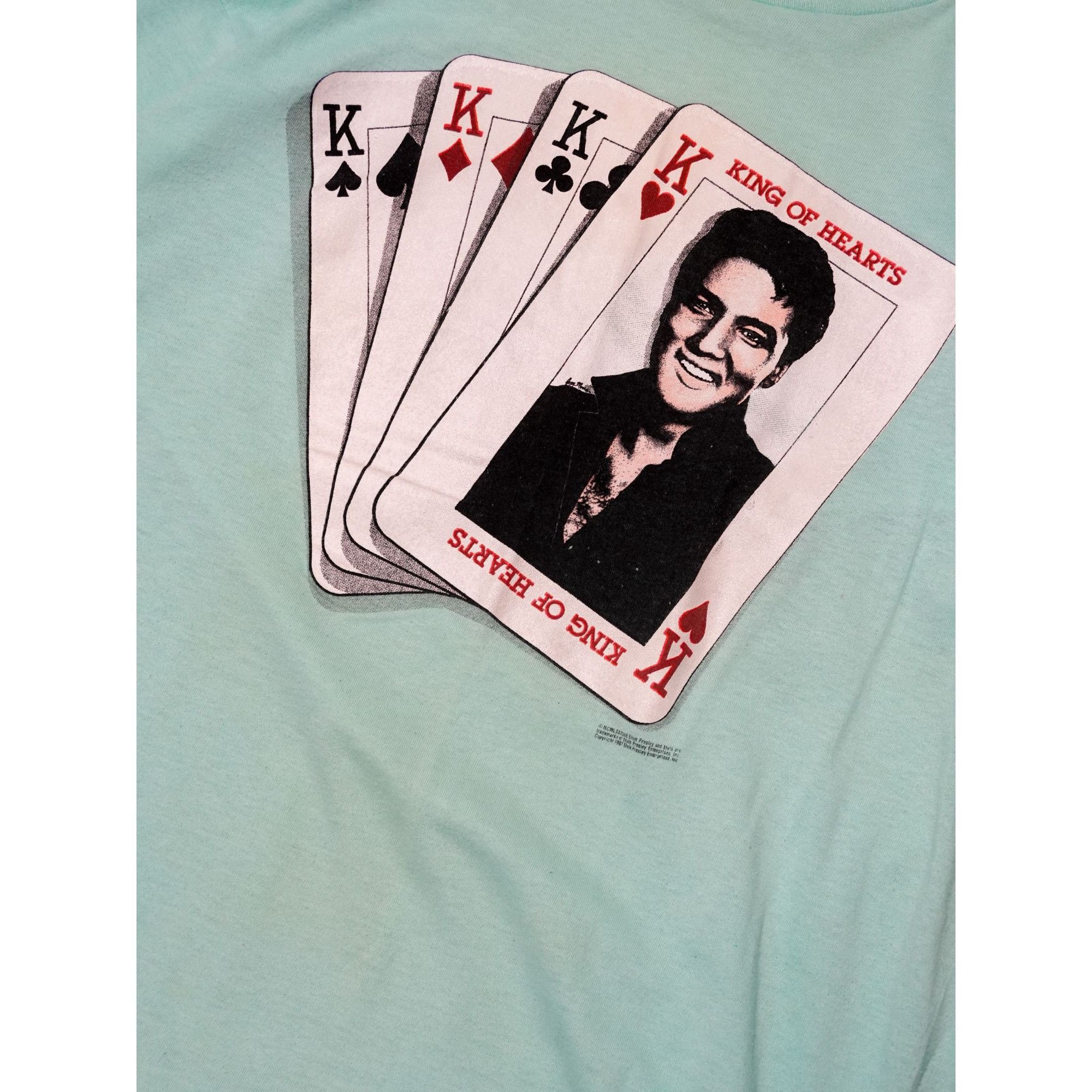 Vintage Vintage 80s Elvis Presley King of Hearts Single Stitch T Size US XL / EU 56 / 4 - 2 Thumbnail