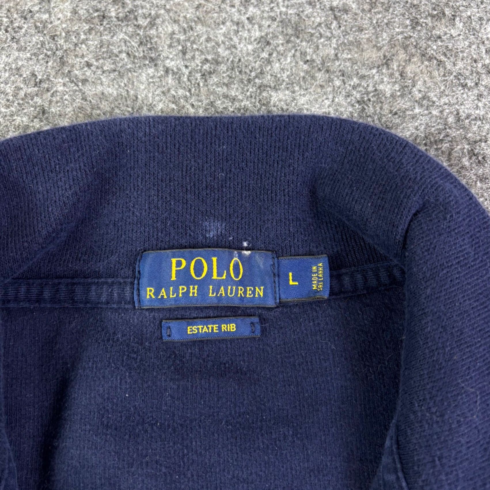 Polo Ralph Lauren Polo Ralph Lauren Estate Rib Quarter Zip Pullover Navy Blue Mens L Pullover Sweater Size US L / EU 52-54 / 3 - 5 Thumbnail