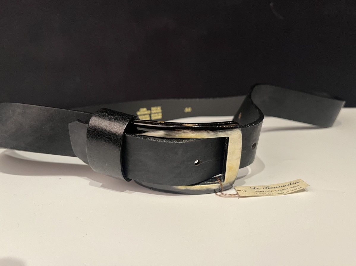 Vintage De Renaudin Small Horn Square Buckle Black Belt Size ONE SIZE - 3 Thumbnail