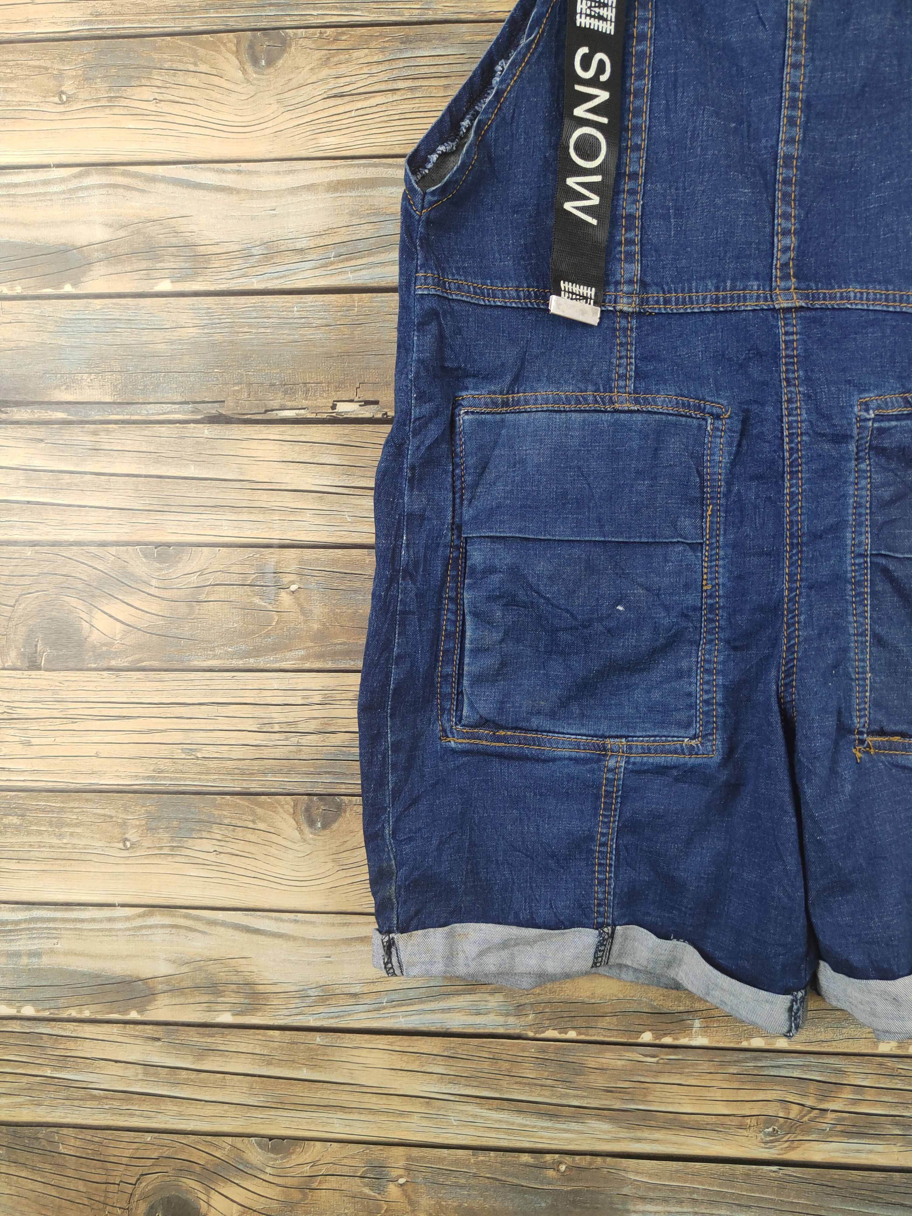 Japanese Brand × Vintage Vintage Japanese Brand Dark Blue Denim Shortall Jumpsuits Size 33" - 3 Thumbnail