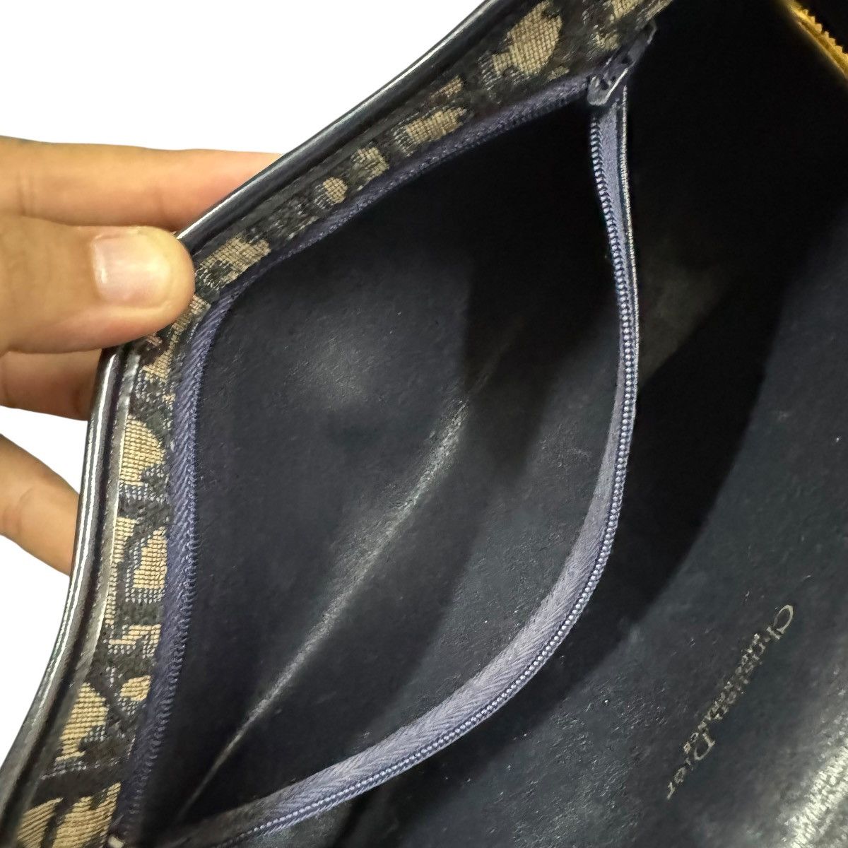 Dior Vtg🔥Christian Dior Trotter Canvas Shoulder Bag Navy Gold Size ONE SIZE - 14 Thumbnail