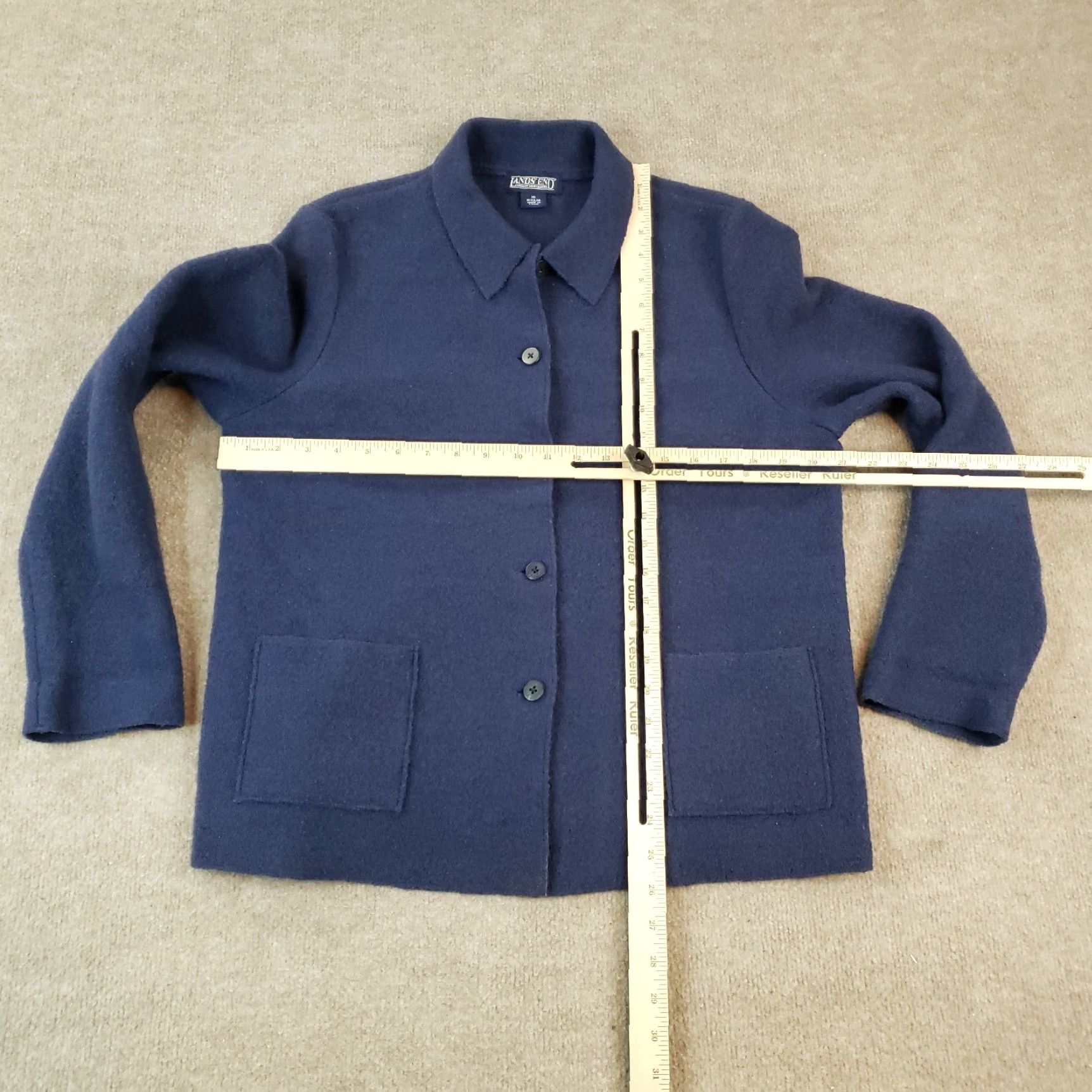 Lands' End Lands' End Coat Womens Size 10 Regular Blue Front Button Collared Wool Casual Size L / US 10 / IT 46 - 2 Thumbnail