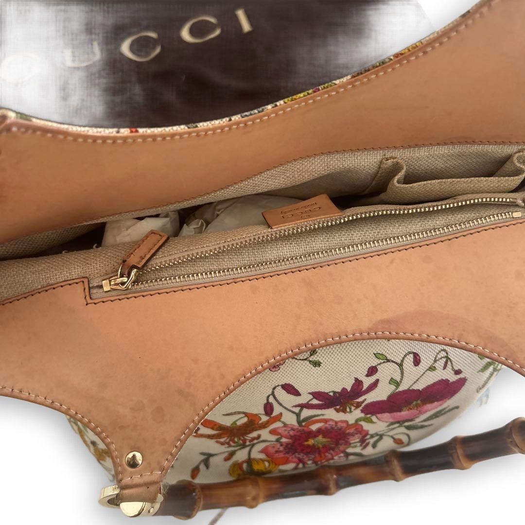 Gucci Gucci - Flora Floral Bamboo Tote Preloved Size ONE SIZE - 6 Thumbnail