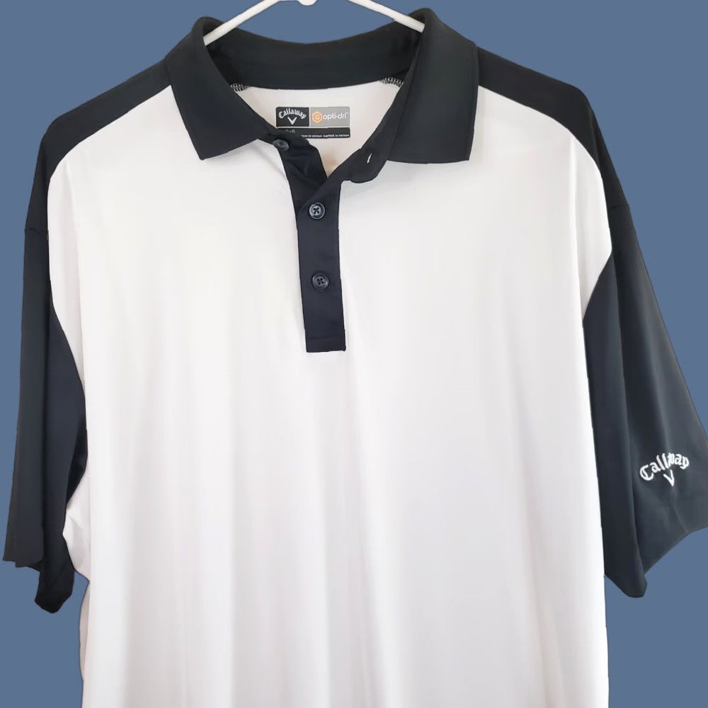 Callaway Callaway Polo Shirt Men's Large Black White Colorblock Opti Dri Golf Performance Shirt Size US L / EU 52-54 / 3 - 1 Thumbnail