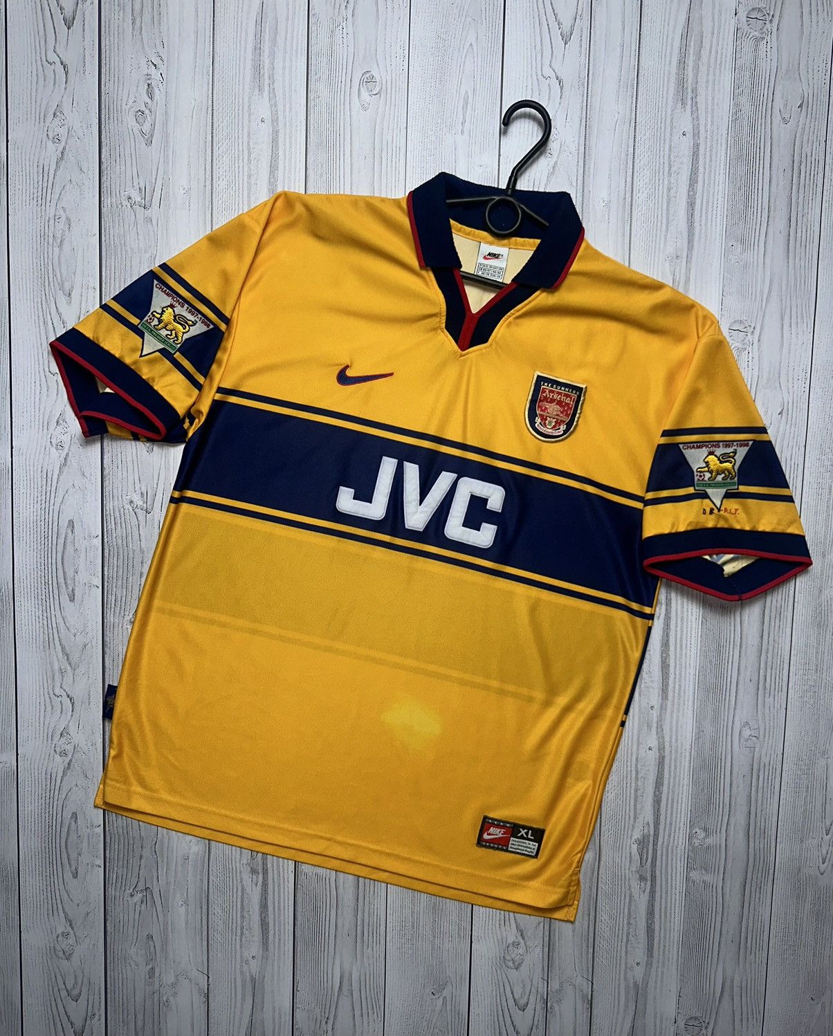 Vintage Vintage Nike Arsenal soccer jersey Champions 1998 XL yellow Size US XL / EU 56 / 4 - 2 Thumbnail