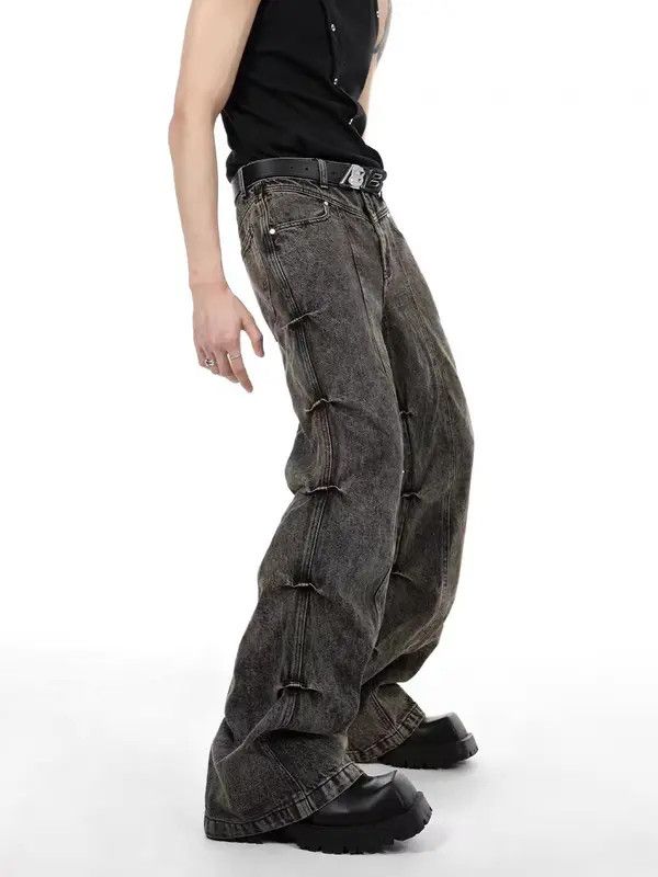 VIBE Vintage washed distressed micro-flared high-waisted jeans Size US 34 / EU 50 - 4 Thumbnail