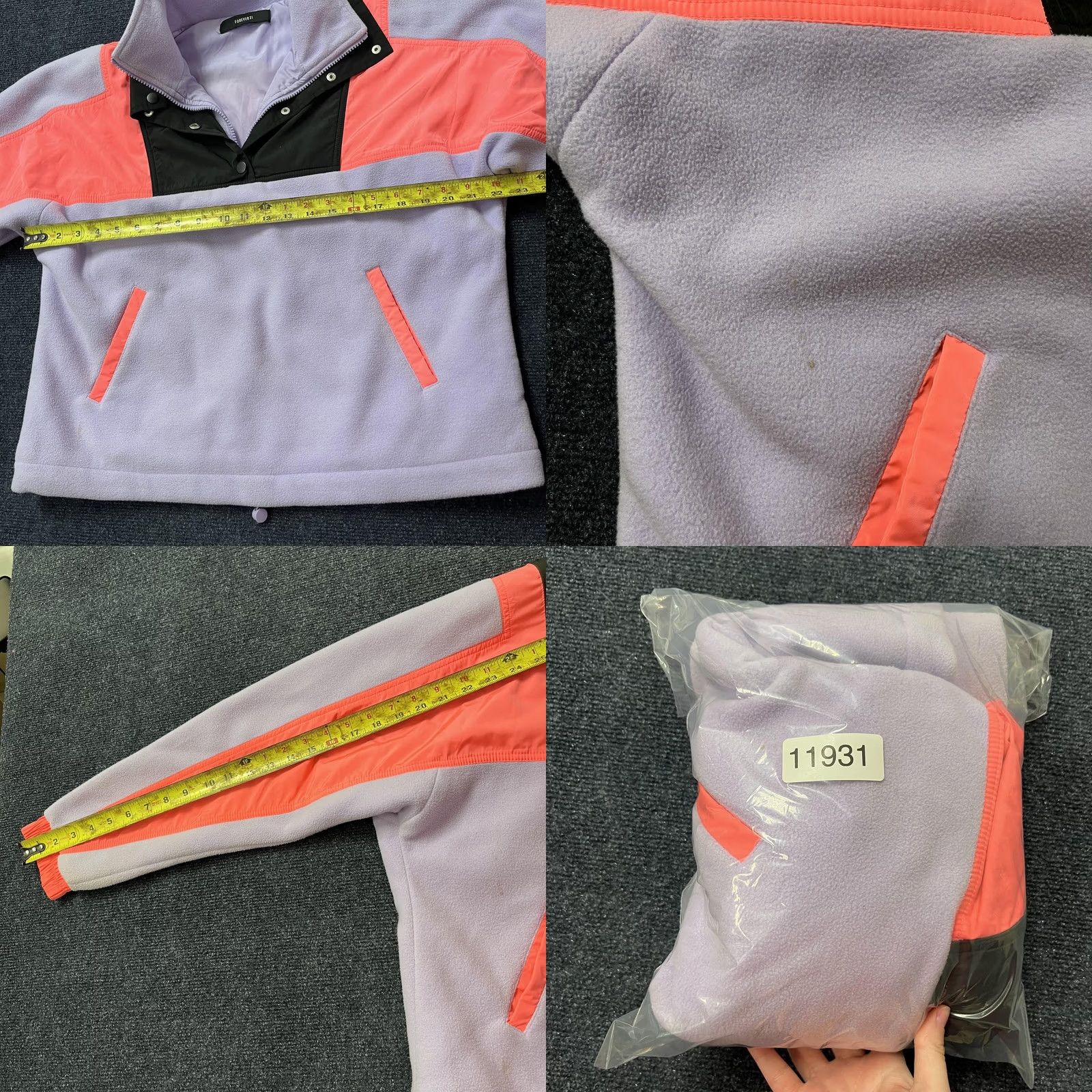 Forever 21 FOREVER 21 Jacket Womens Medium Purple Pink Fleece Colorblock Retro 1/4 Zip Lined Pockets Wool? Size L / US 10 / IT 46 - 8 Thumbnail