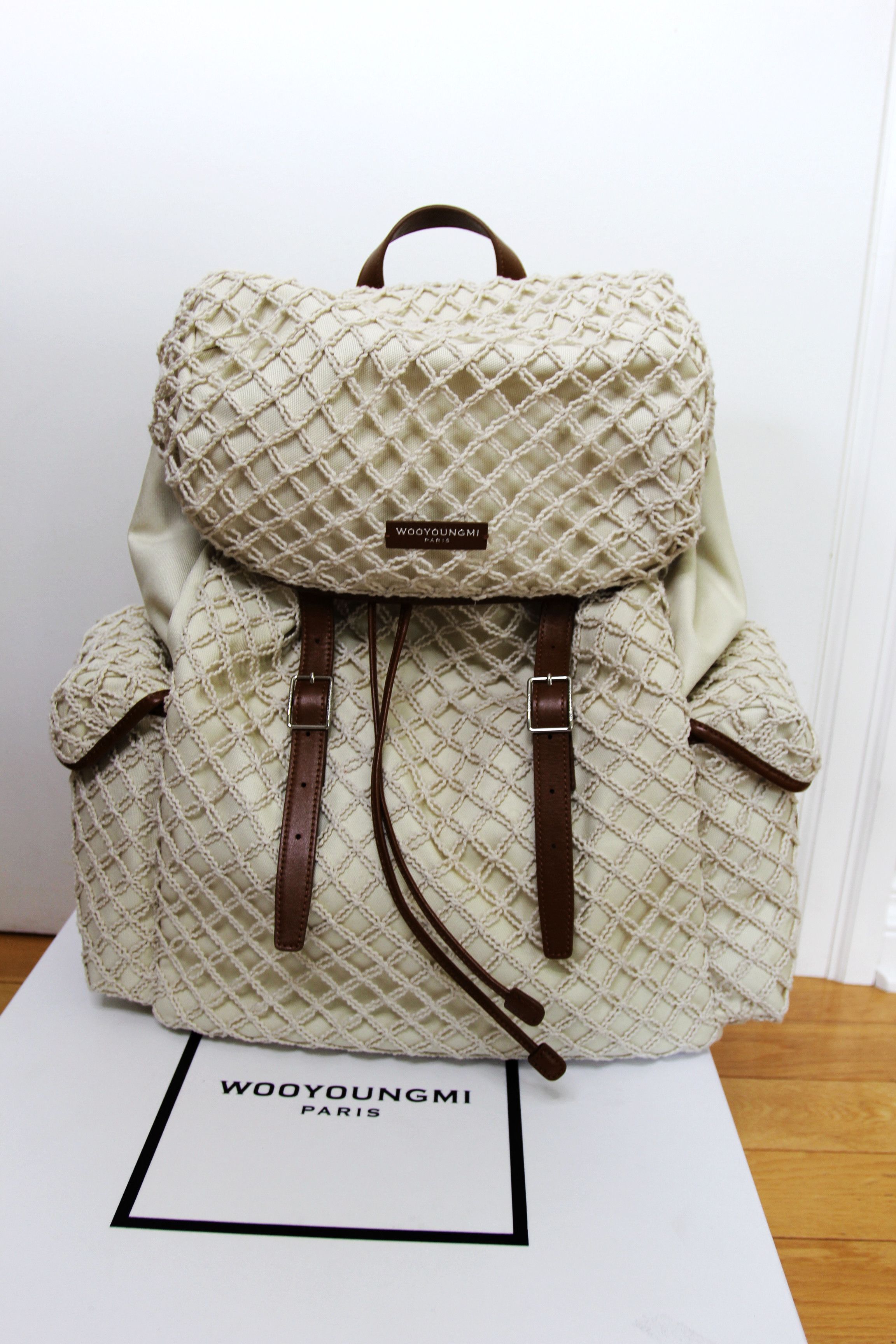 Wooyoungmi BNWT SS25 WOOYOUNGMI IVORY KNIT NET COTTON BACKPACK Size ONE SIZE - 2 Thumbnail