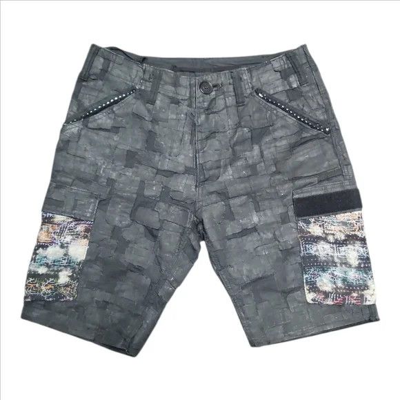 NADA Gray Patchwork Cargo Shorts with Embroidered Pockets Size US 30 / EU 46 - 1 Thumbnail