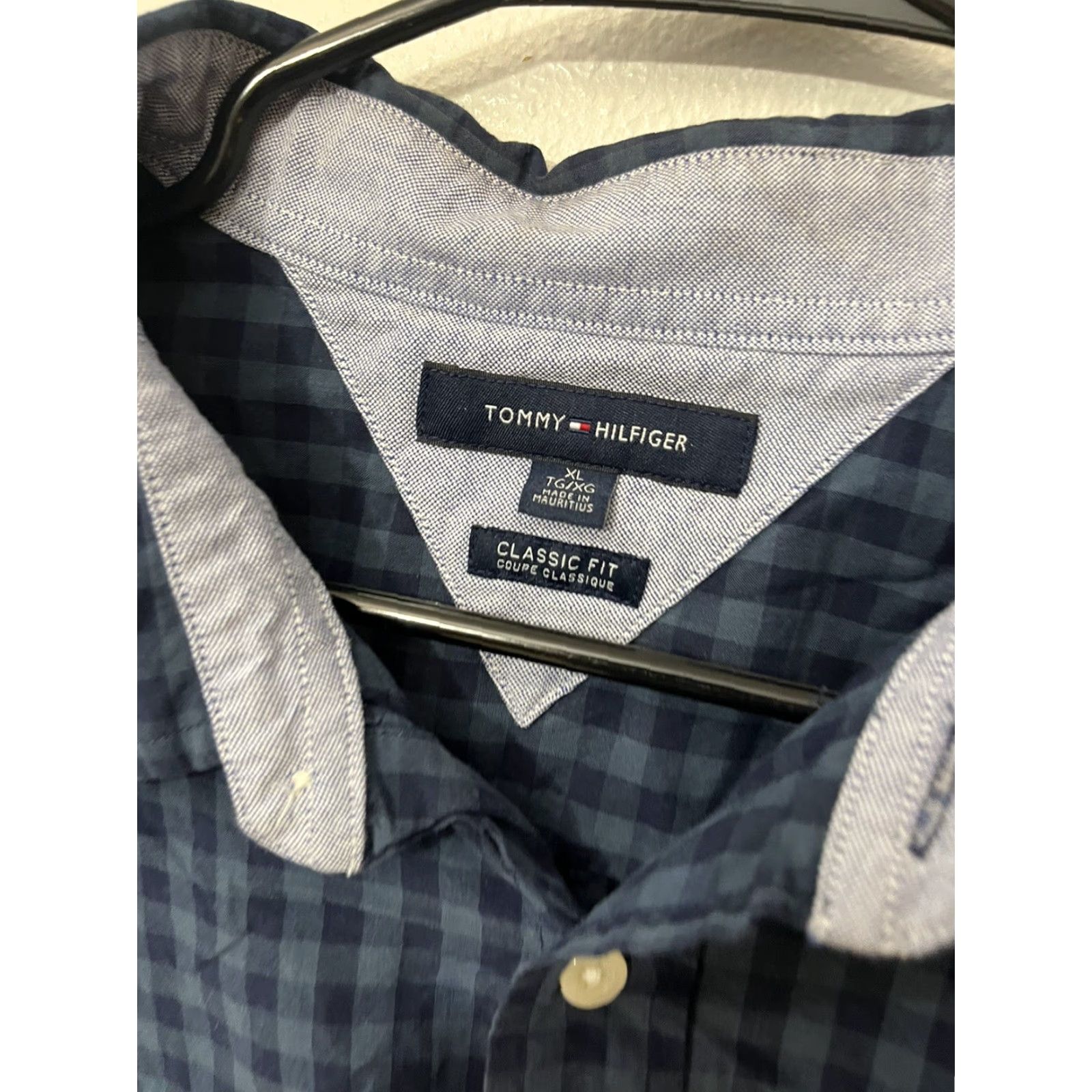 Tommy Hilfiger TOMMY HILFIGER Blue Check Slim Fit Button-Up Shirt Long Sleeve XL Mens Size US XL / EU 56 / 4 - 4 Thumbnail