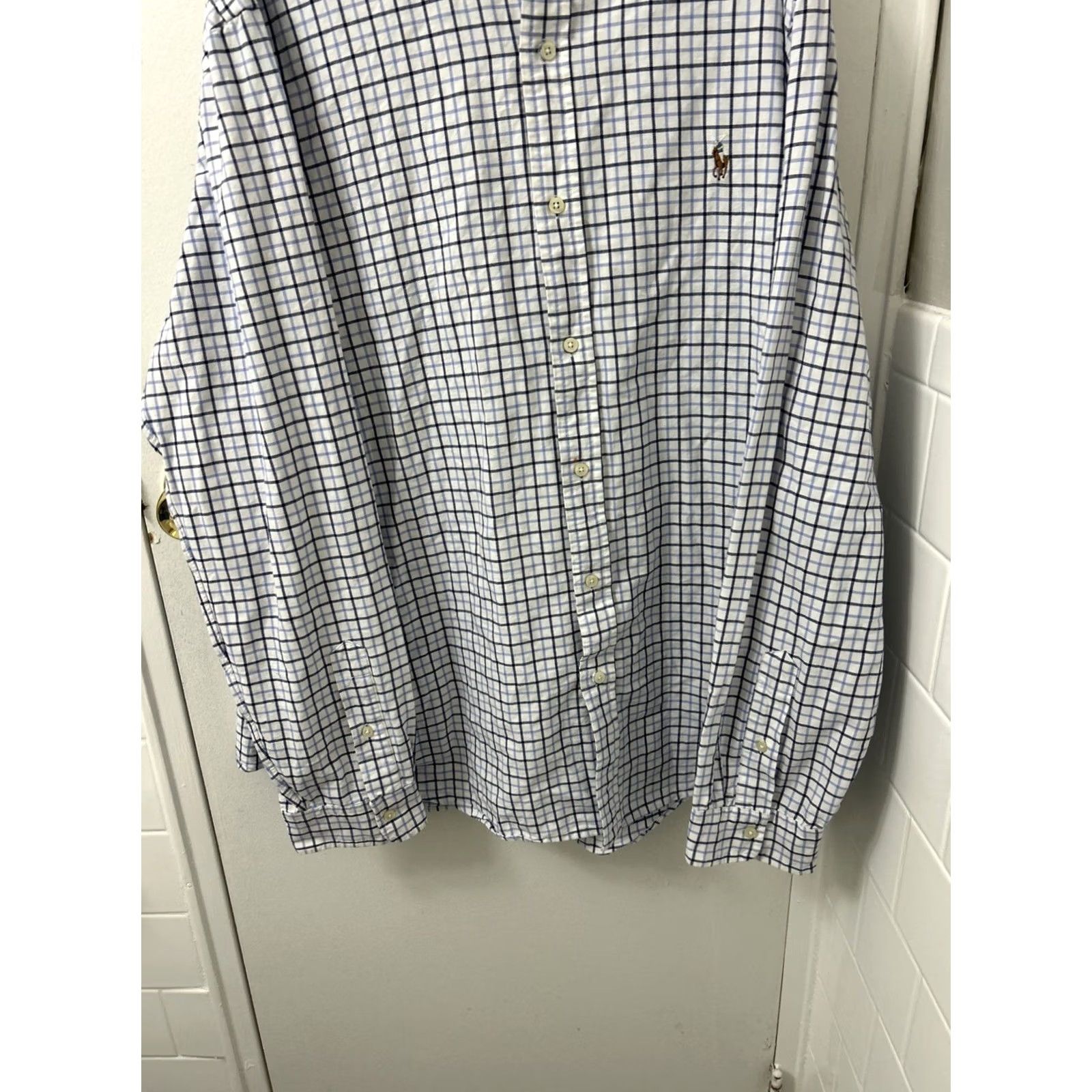 Ralph Lauren VINTAGE Polo Ralph Lauren Shirt Mens 2XL White Blue Plaid Button-Down L/S Classic Fit Size US XXL / EU 58 / 5 - 3 Thumbnail